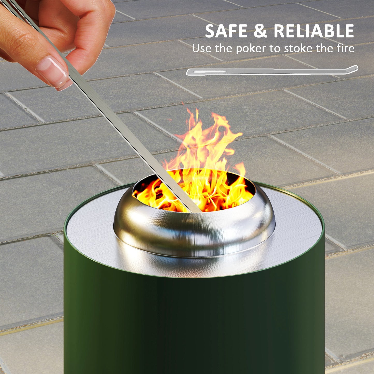 Outsunny Smokeless Fire Pit 16x16 Cm Stainless Steel Portable Tabletop Fire Pit For Garden Camping Bonfire Party Green