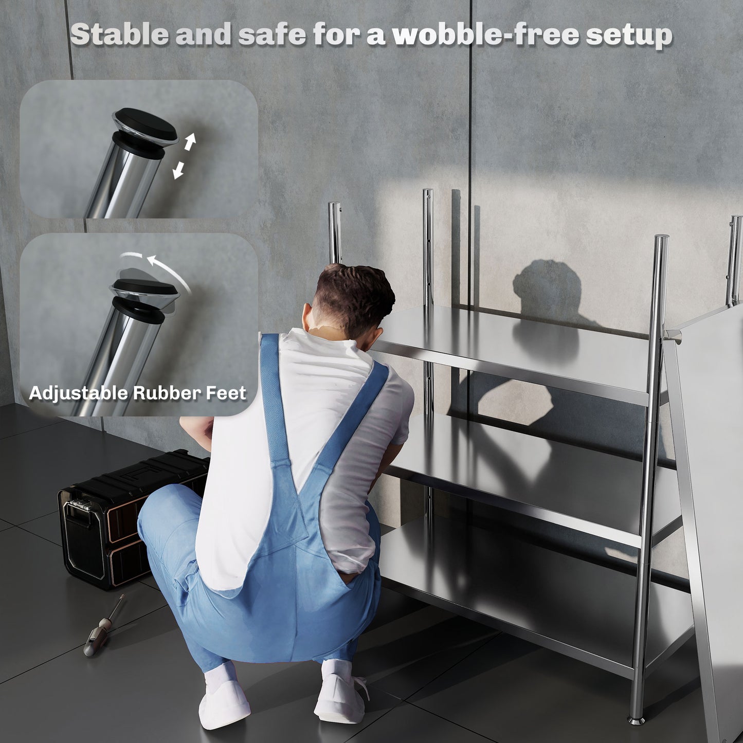 HOMCOM 4 Tier Stainless Steel Bakers Rack With Storage For Small Spaces And Microwave Stand Adjustable Shelves