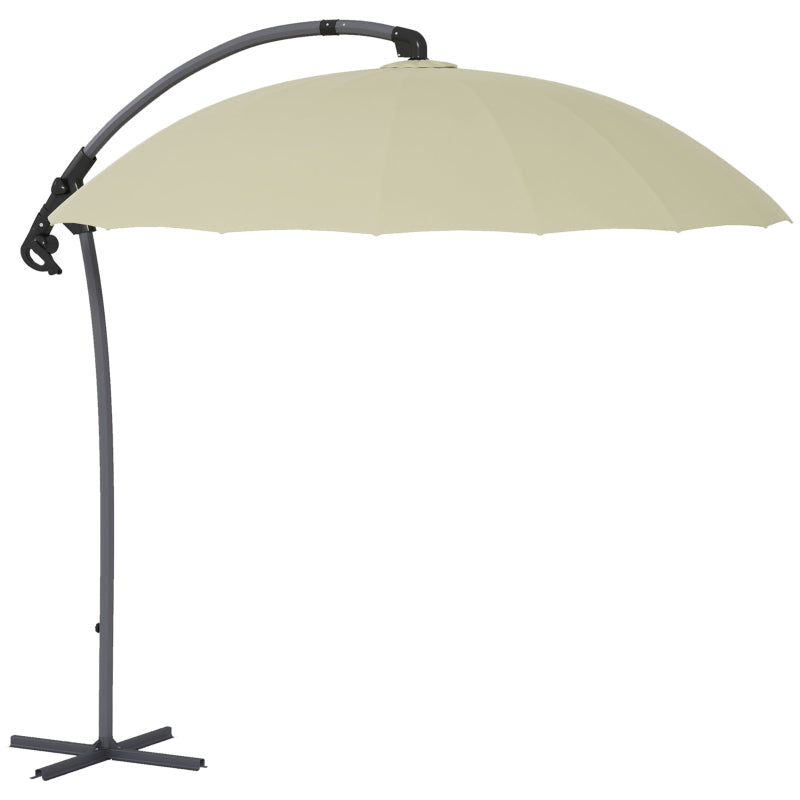 Outsunny 2.7m Cantilever Parasol with Cross Base - Beige, Stylish Outdoor Shade Solution - ALL4U RETAILER LTD