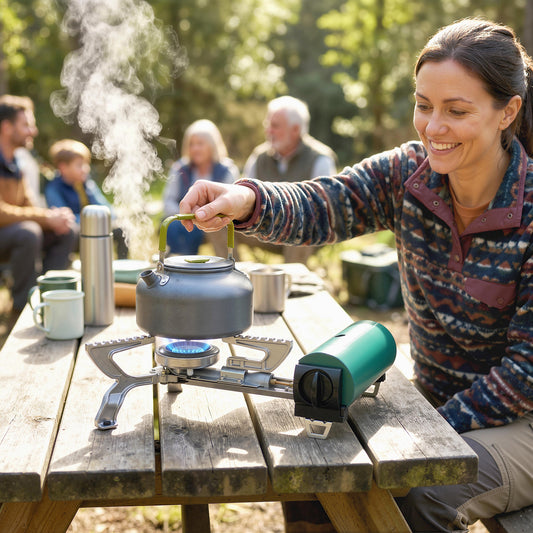 Outsunny 2670W Foldable Camping Stove With Safety Shut Off And Piezo Ignition Carry Bag Green