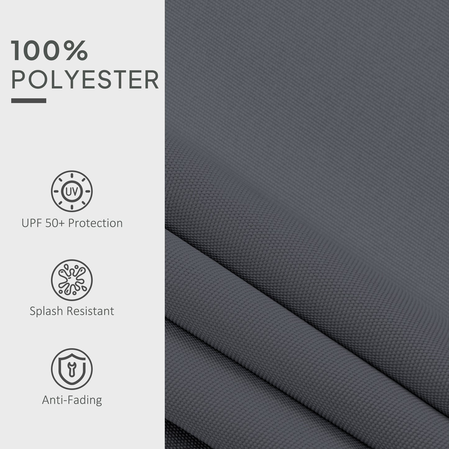Outsunny Awning Replacement Canopy for 3 x 2.5 m Garden Awnings Grey Fabric Only Water Resistant UPF 50 Plus