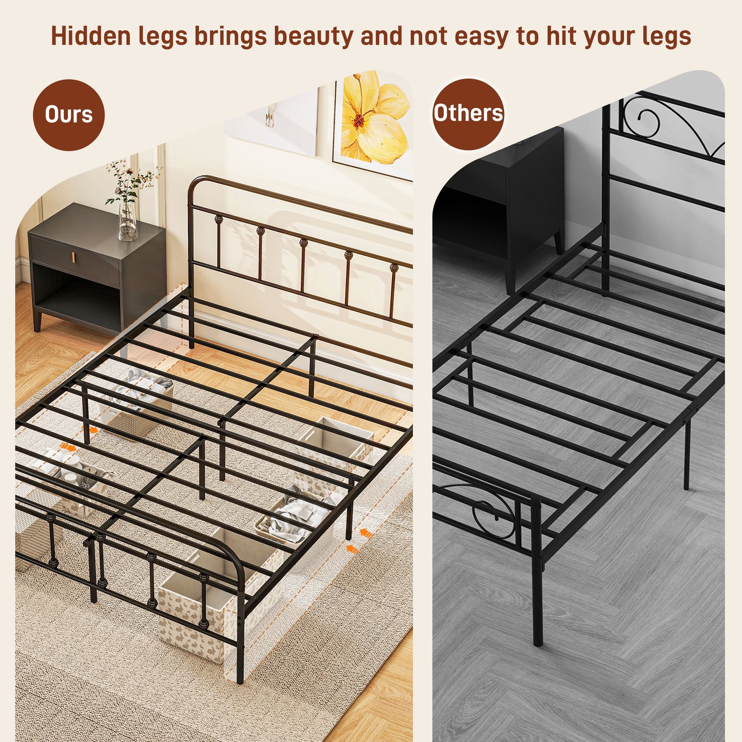 HOMCOM Modern Black 4ft Double Bed Frame with Tall Headboard and Underbed Storage – Easy Assembly, No Box Spring Required - ALL4U RETAILER LTD