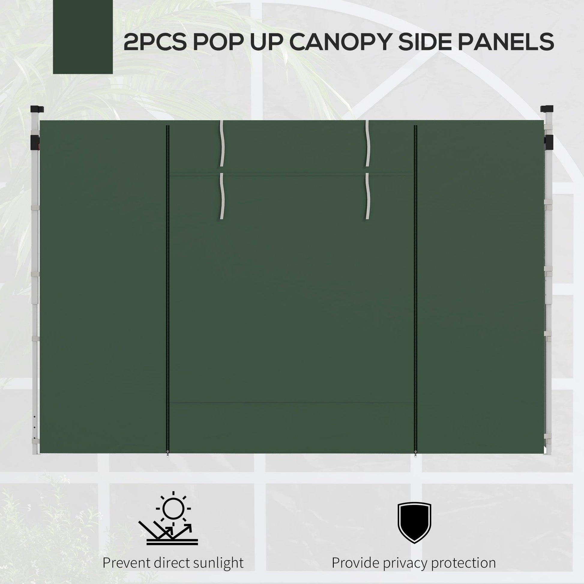 Outsunny Gazebo Side Panels, 2 Pack Sides Replacement, for 3x3(m) or 3x6m Pop Up Gazebo, with Windows and Doors, Green - ALL4U RETAILER LTD