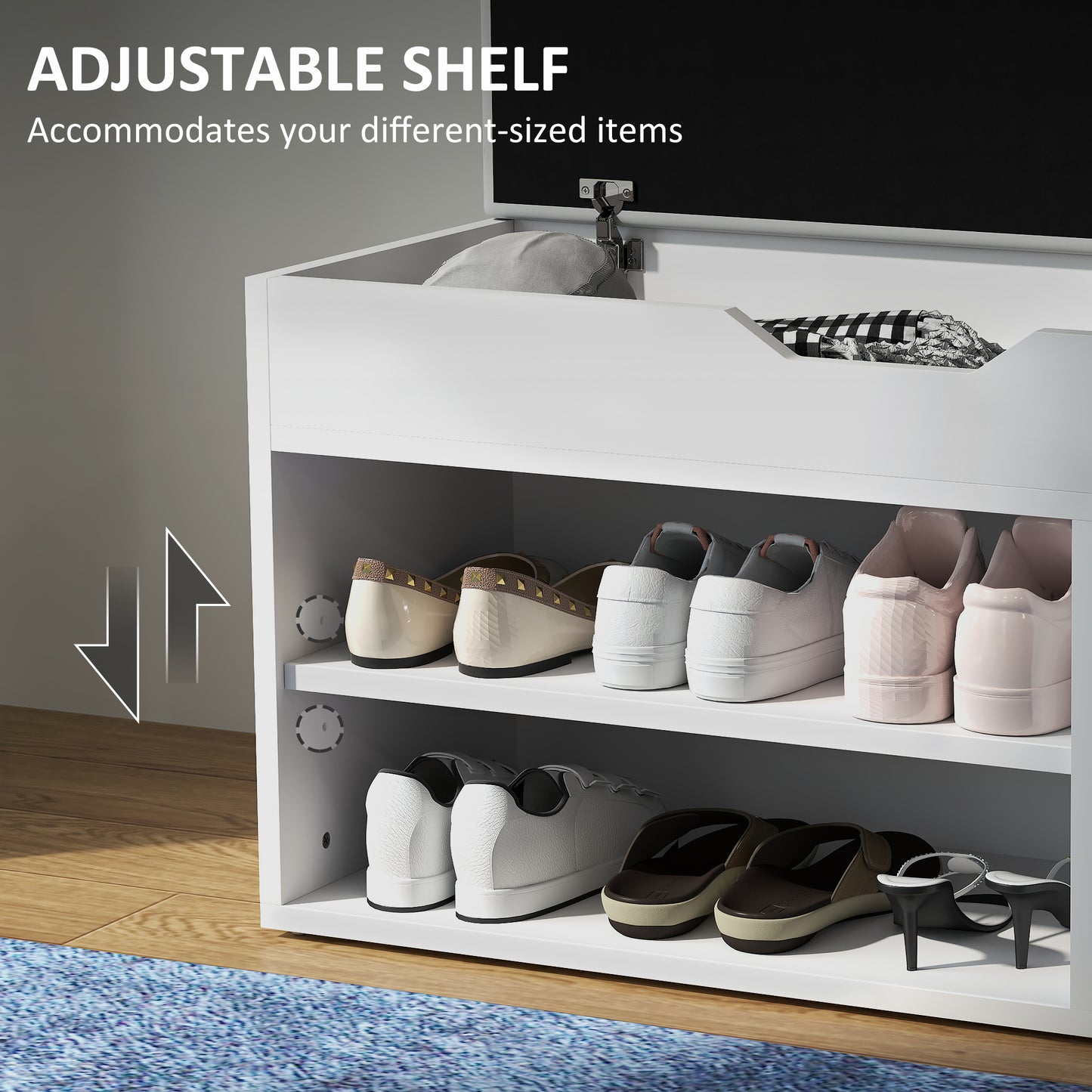 HOMCOM Shoes Cabinet Bench With Hidden Storage And Padded Seat Hallway Organizer Cream White
