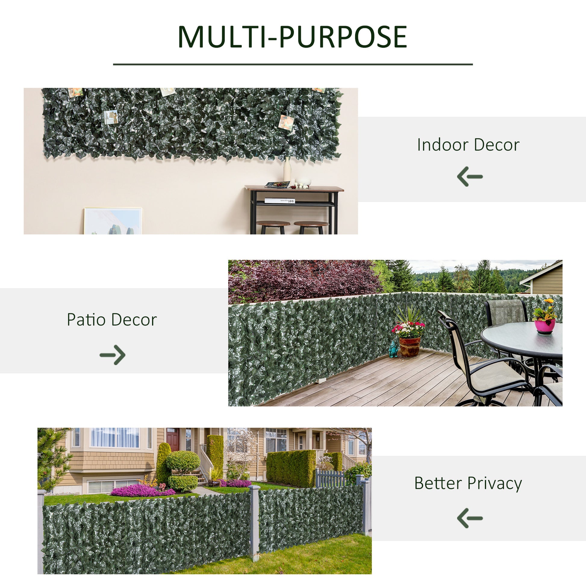 Outsunny Dual Panel Artificial Leaf Screen for Enhanced Privacy - Dark Green Fencing Solution, 3 x 1.5 m - ALL4U RETAILER LTD