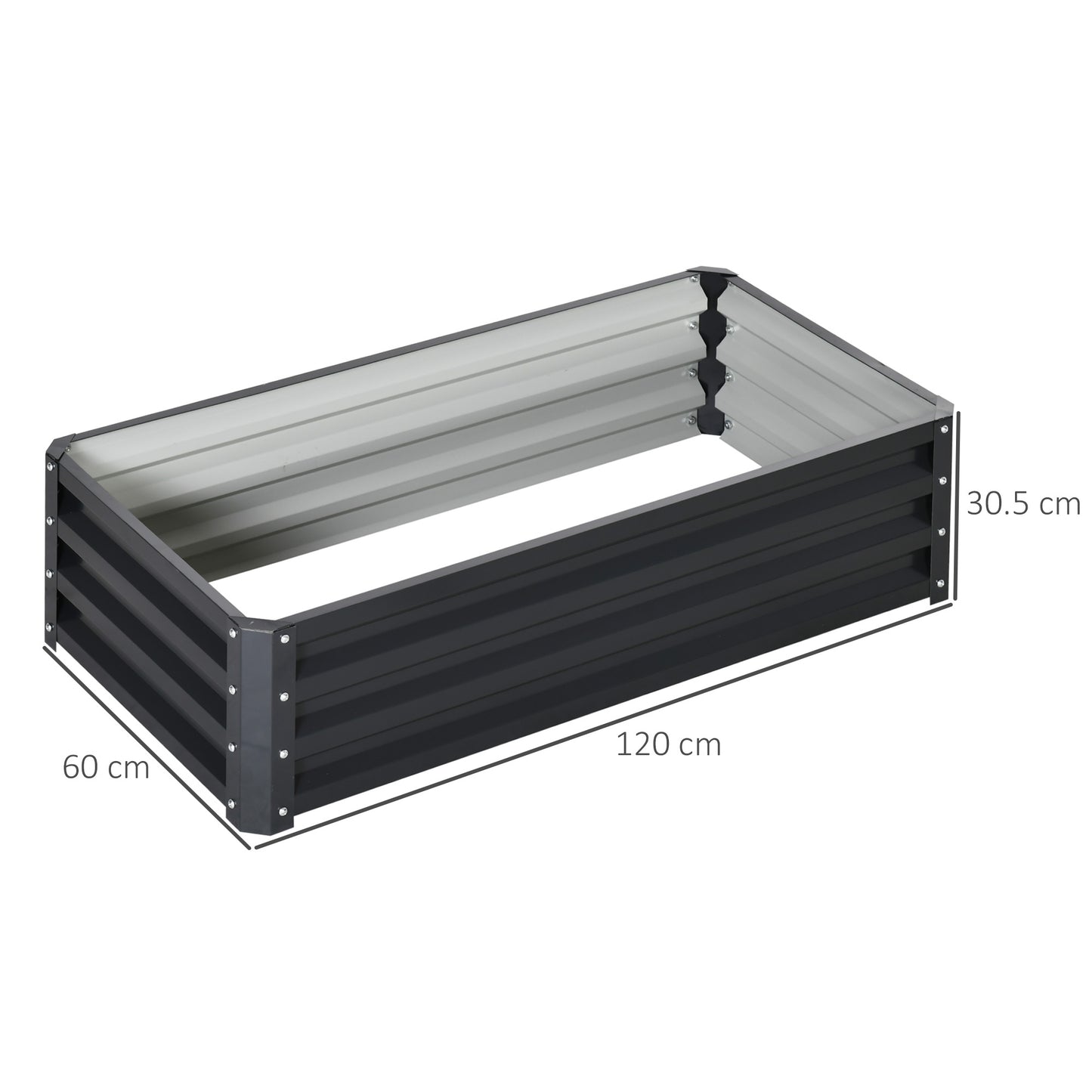 Outsunny Set of 2 Raised Garden Beds Galvanised Steel Planters for Herbs and Vegetables Outdoor Grey
