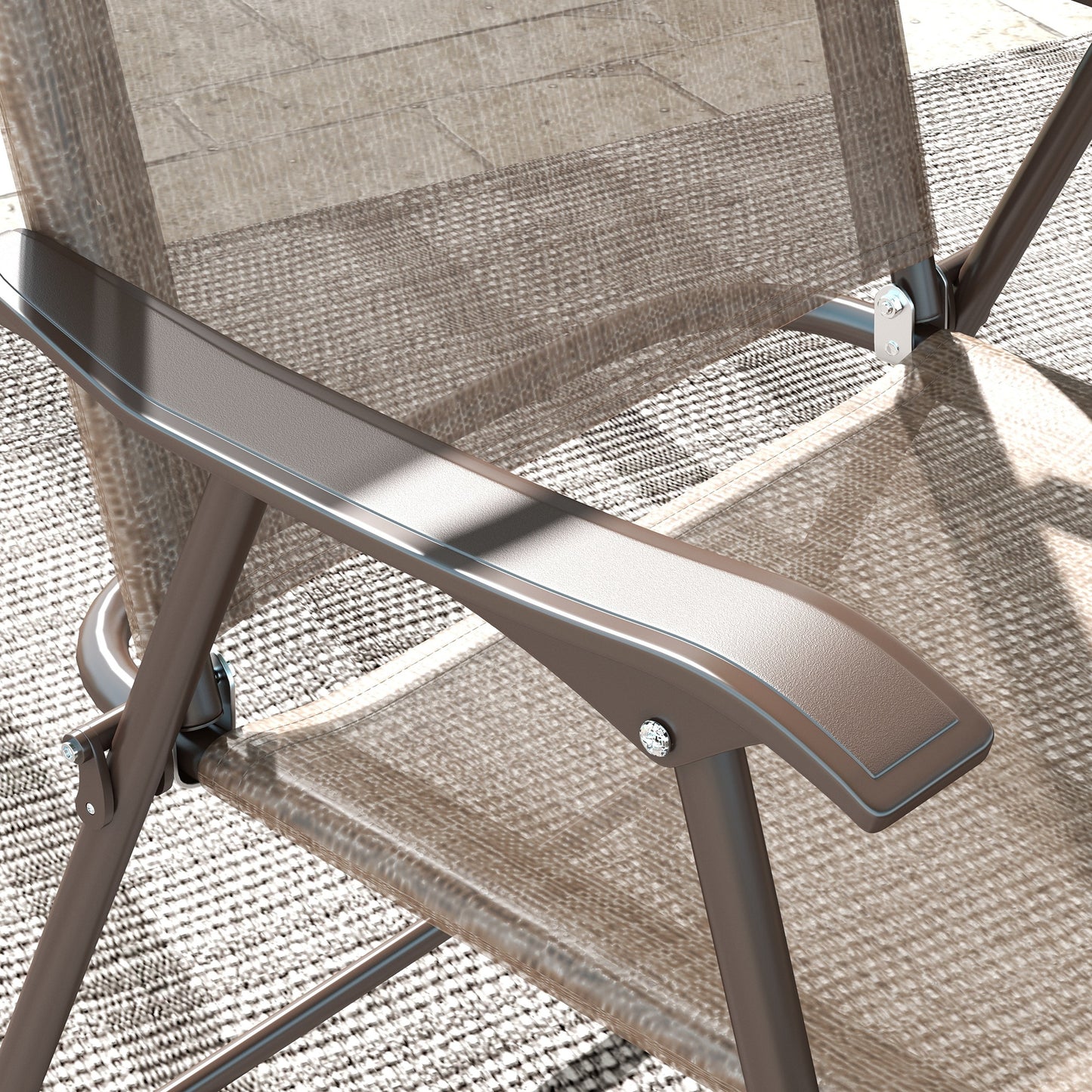 Outsunny Folding Garden Chairs Set Of Two With Fabric Mesh Seats Outdoor In Mixed Brown