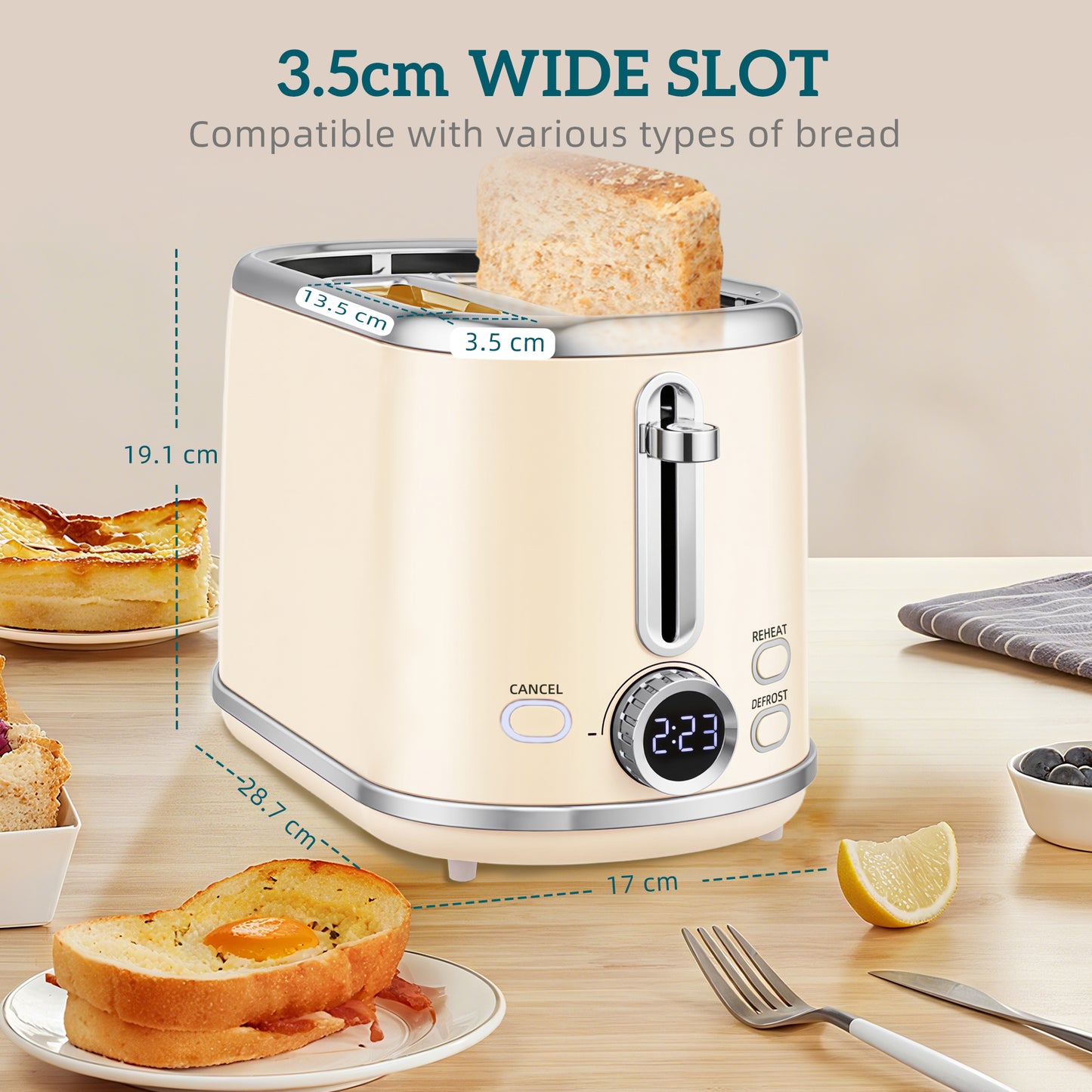 HOMCOM Polished Retro Kettle And Toaster Set Cream With 40-100 Celsius Temperature Control And Memory Function