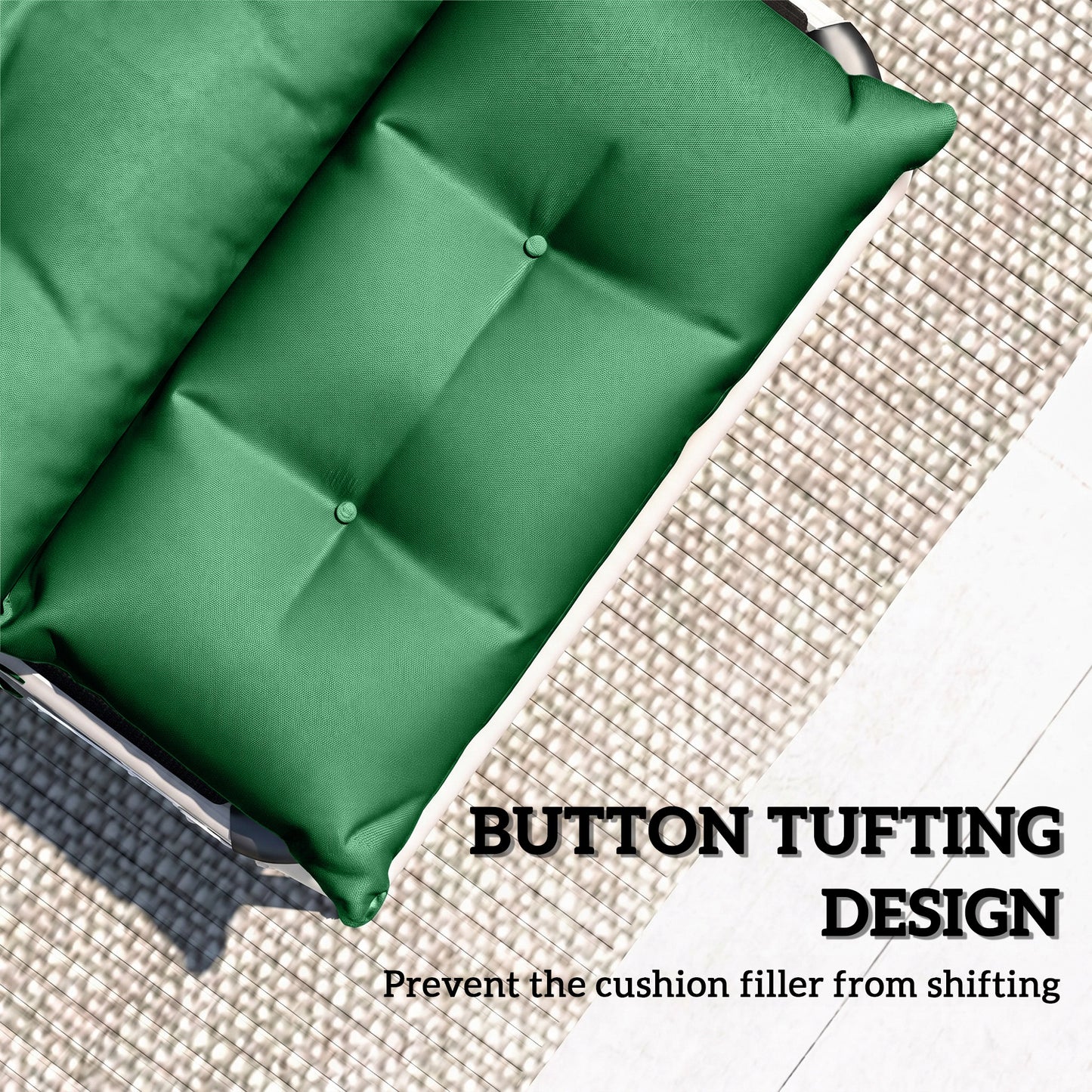 Outsunny Set Of Two 190 X 56 Cm Sun Lounger Cushions Green For Outdoor Recliners With PP Foam Fill And Polyester Covers