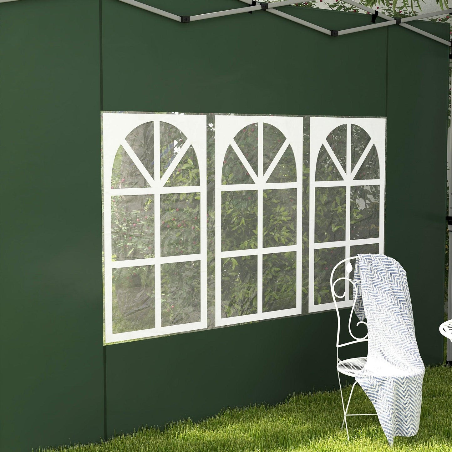 Outsunny Gazebo Side Panels for 3x3(m) or 3x4m Pop Up Gazebo, 2 Pack, Green - ALL4U RETAILER LTD