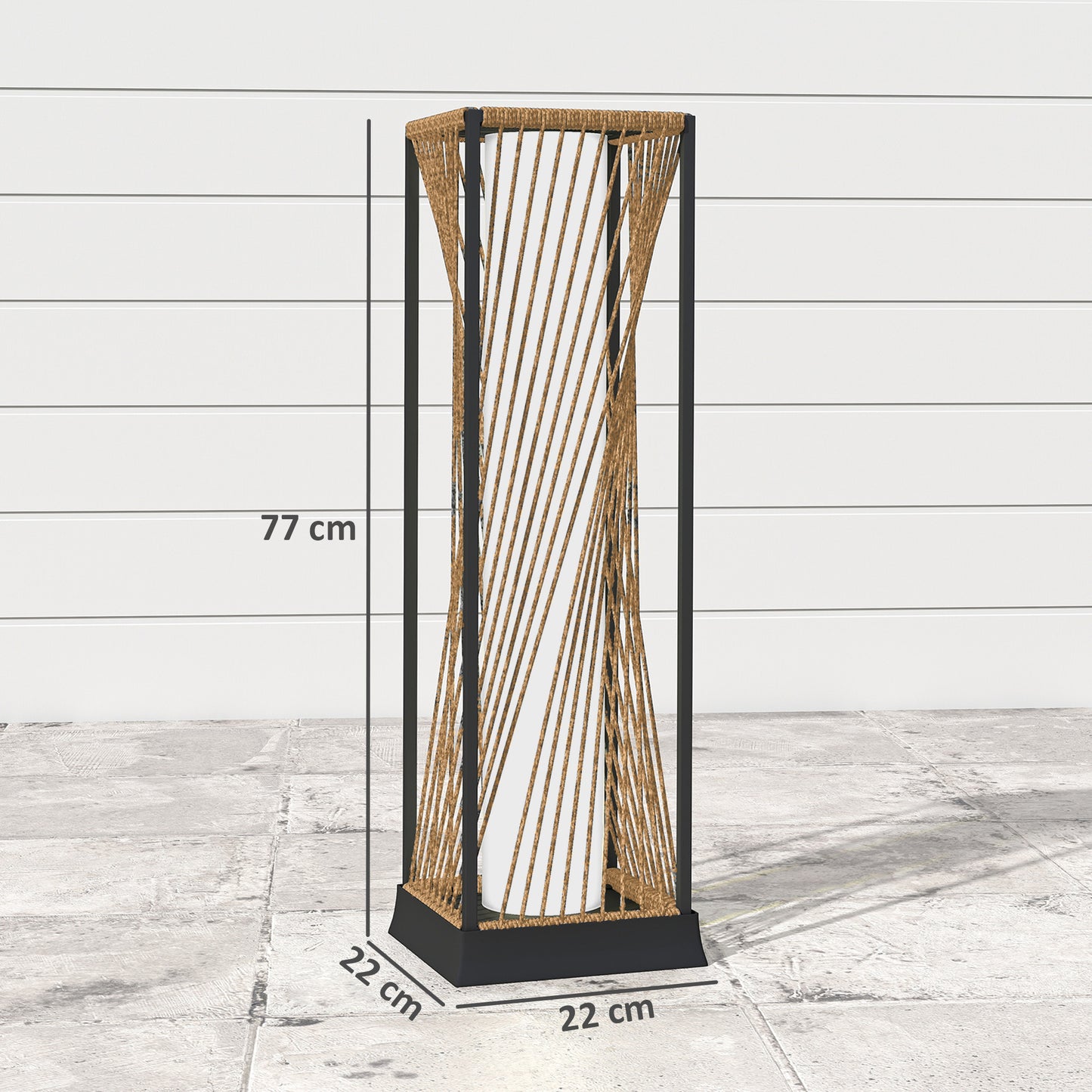Outsunny Rattan Solar Garden Lights Auto On Off LED Floor Lamp Sand Brown Outdoor Lighting