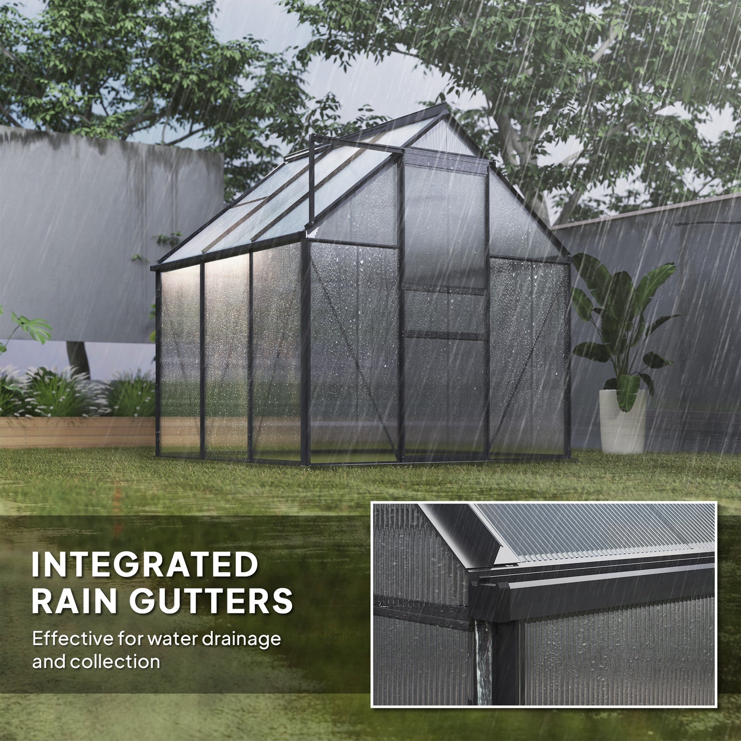 Outsunny 190 X 190 Cm Walk In Polycarbonate Greenhouse With Aluminium Frame For Garden Use