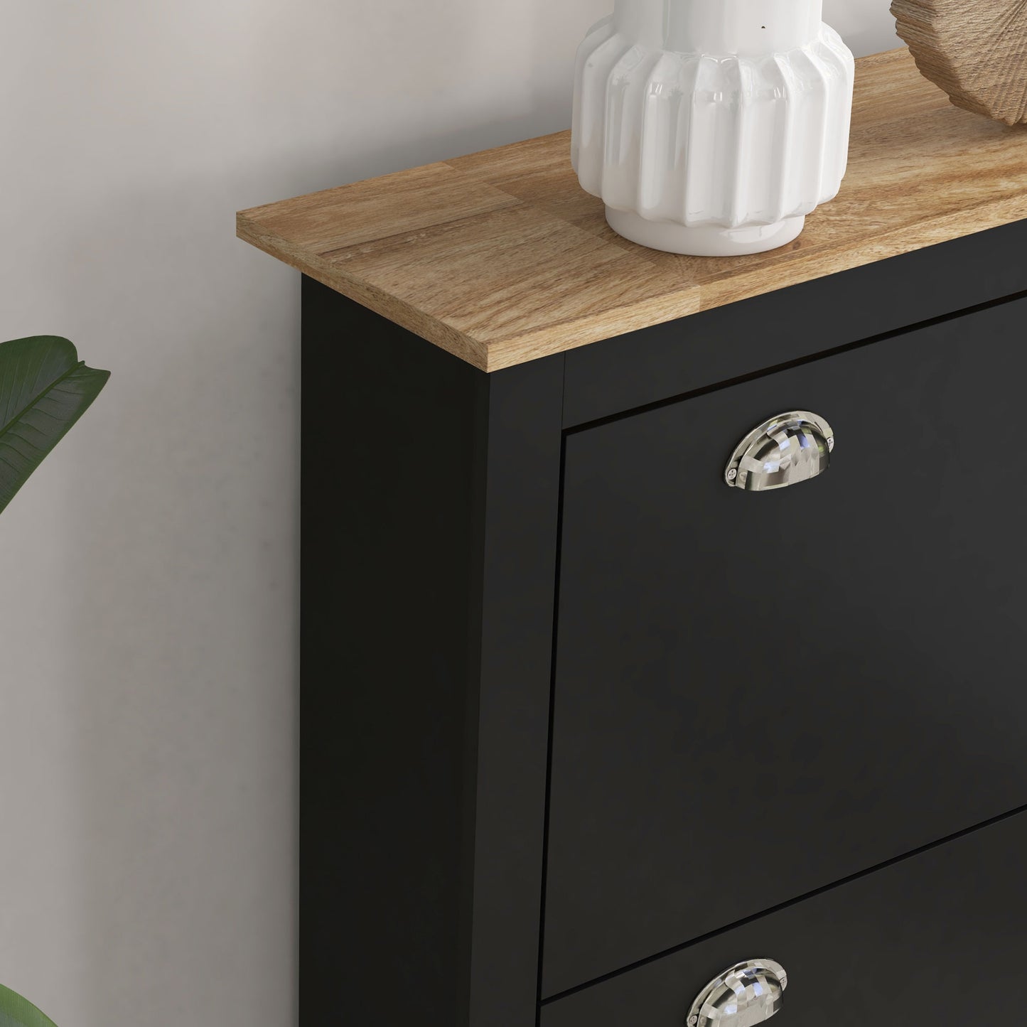 Homcom 2 Drawer Shoe Cabinet Modern Narrow Hallway Cupboard With Flip Doors Adjustable Shelves For 6 To 12 Pairs Black