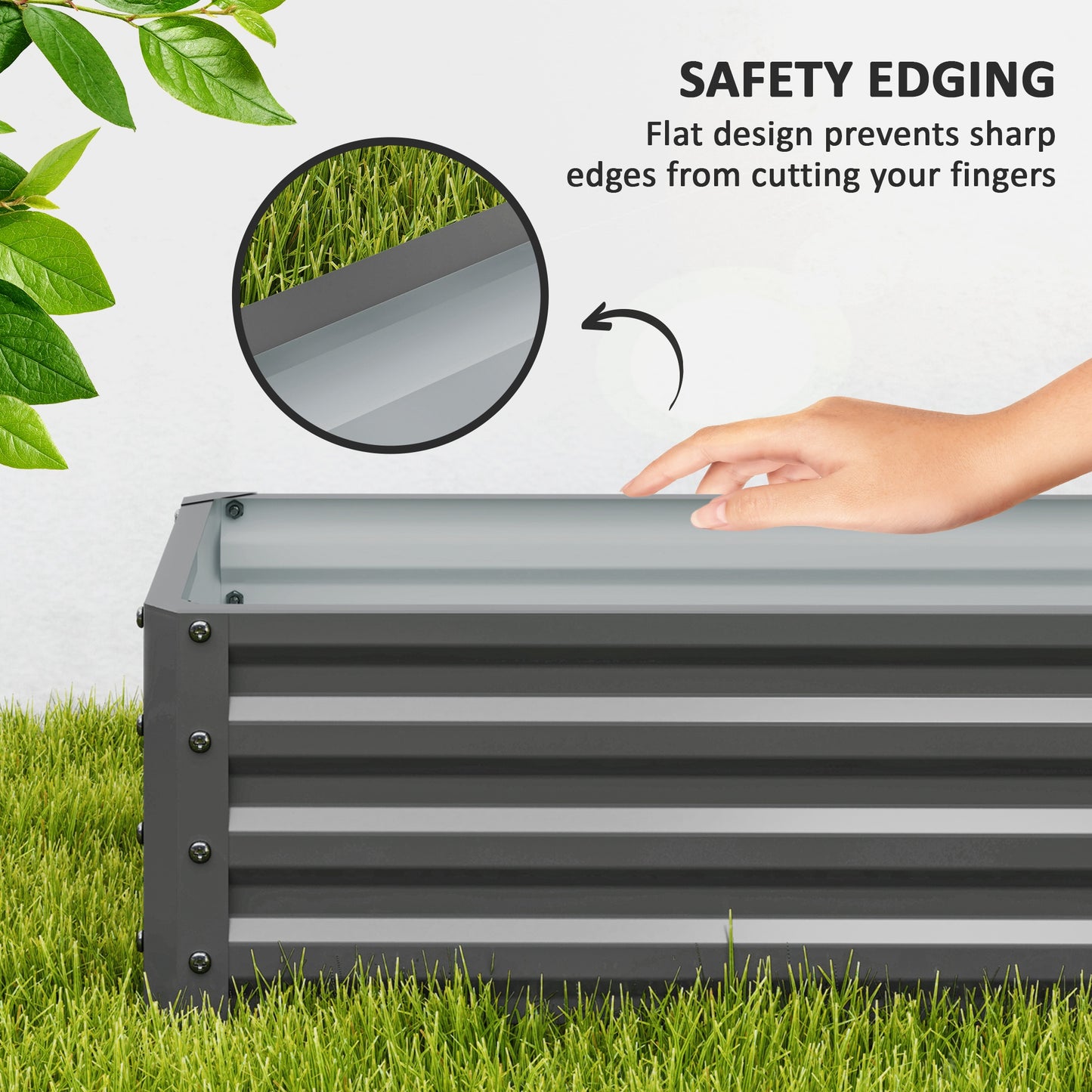 Outsunny Set of Two 110 x 50 Cm Steel Planter Boxes Light Grey for Outdoor Gardens