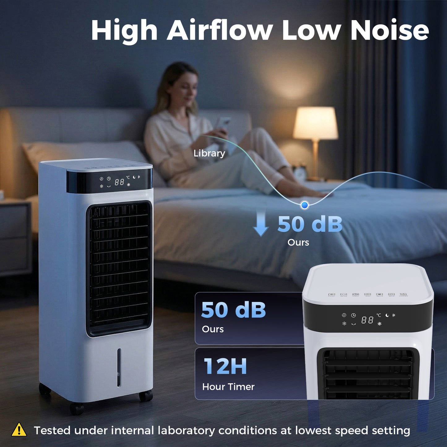 HOMCOM Portable 3In1 Air Cooler Evaporative Humidifier 7L Water Tank 48 Degree Oscillation White