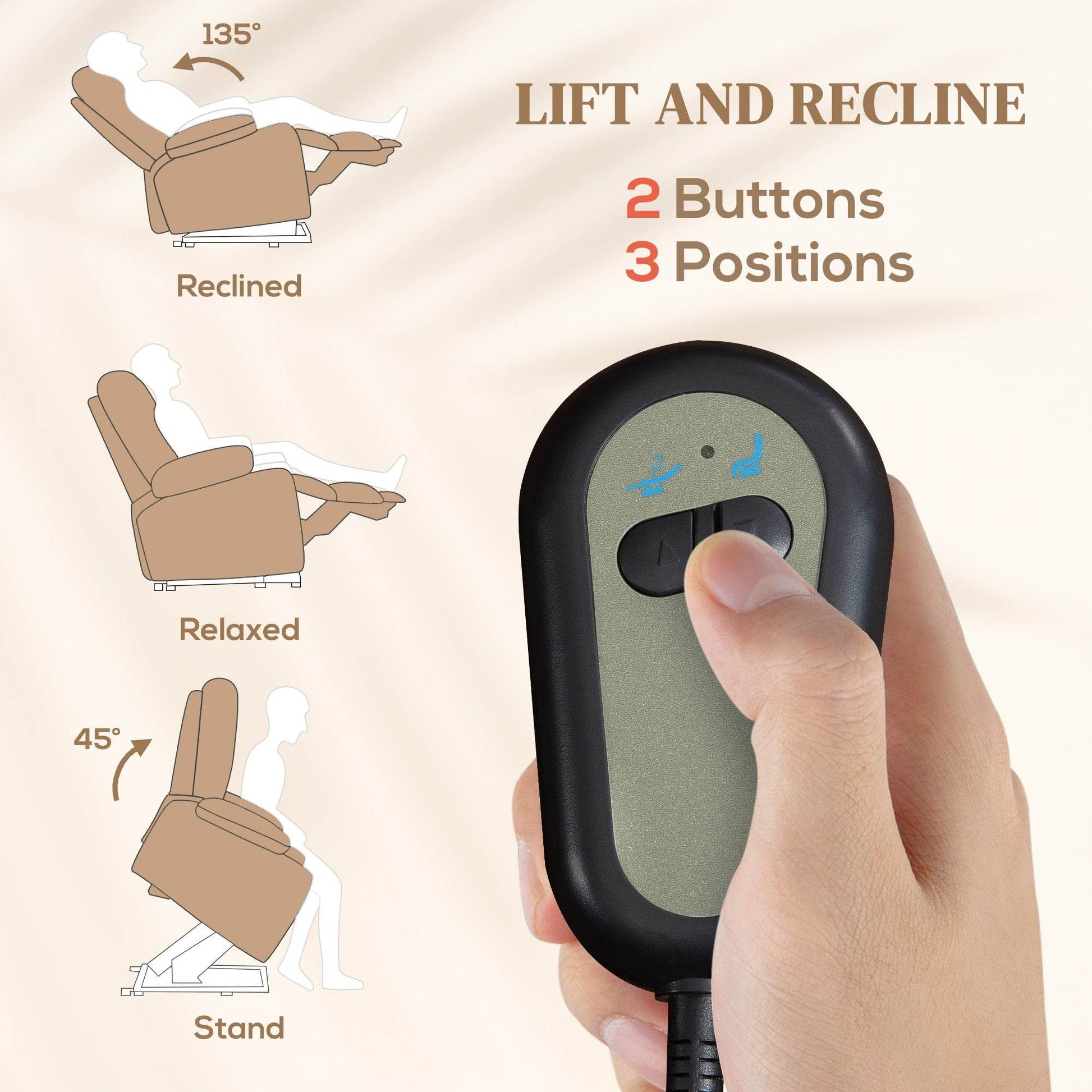 HOMCOM Electric Lift Recliner Chair with Massage and Heat, Overstuffed Armchair for Elderly, Light Brown with USB Ports and Cup Holders - ALL4U RETAILER LTD