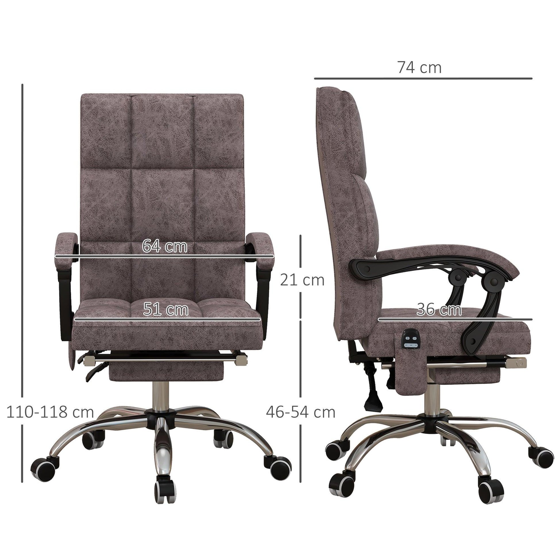 Vinsetto Executive Office Chair with Vibration Massage, Armrests, Charcoal Grey - ALL4U RETAILER LTD