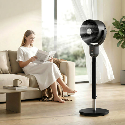 HOMCOM 42 Inch Silent Pedestal Fan For Bedroom With Remote Control 90 Degree Oscillation 8 Speeds Black