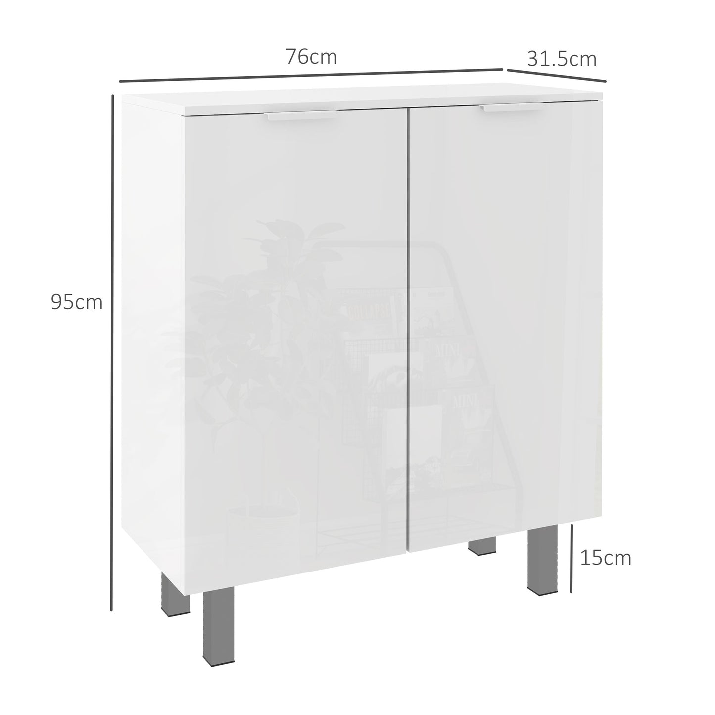 HOMCOM High Gloss Narrow Shoe Cabinet with Soft-Close Hinges and Adjustable Inner Shelves for Up to 20 Pairs of Shoes - ALL4U RETAILER LTD