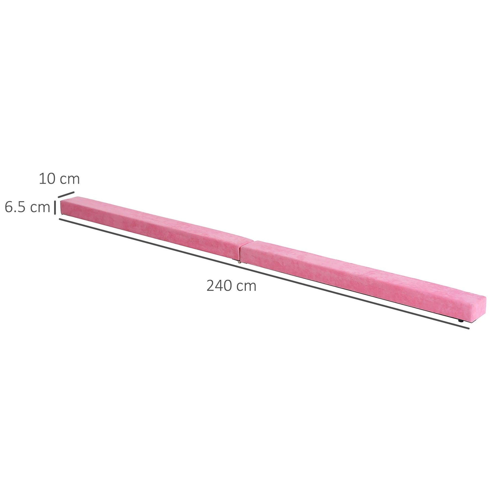 HOMCOM Balance Beam Trainer Fold Performance Gymnastics Suede Pink Home - ALL4U RETAILER LTD