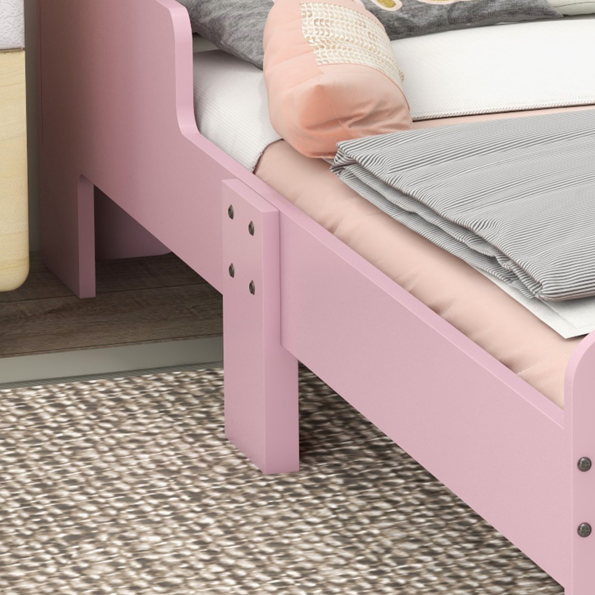 ZONEKIZ Pink Cloud Toddler Bed Frame, Princess-Themed Kids Bed, Compact Design for Small Spaces, 143 x 74 x 55 cm - ALL4U RETAILER LTD