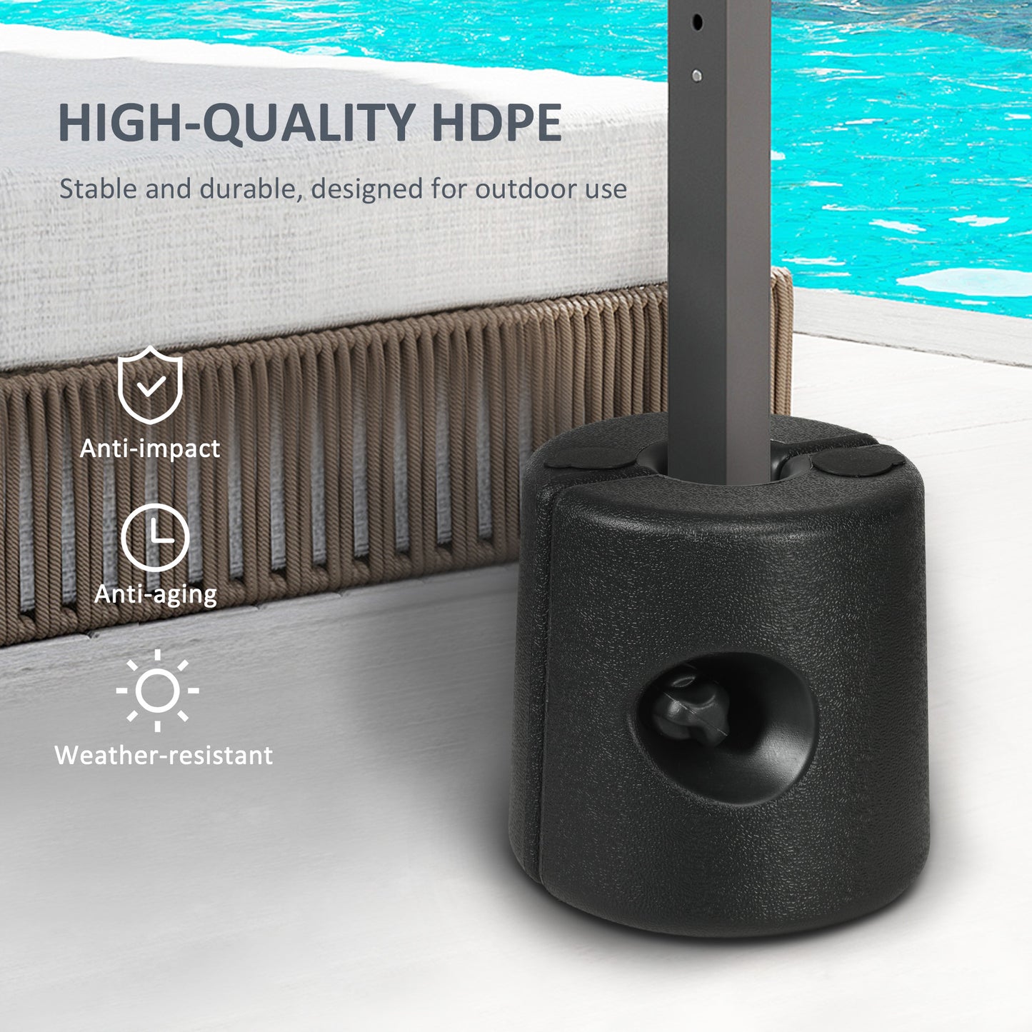 Outsunny HDPE Tent Weights Set Of 4 Canopy Weights Fill With Water Or Sand 48 Kg