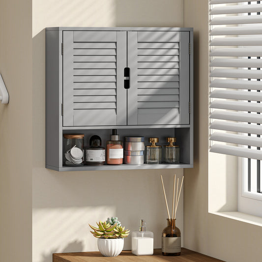 HOMCOM Wall Mounted Bathroom Cabinet With Adjustable Shelves Grey 60 x 20 x 60 cm