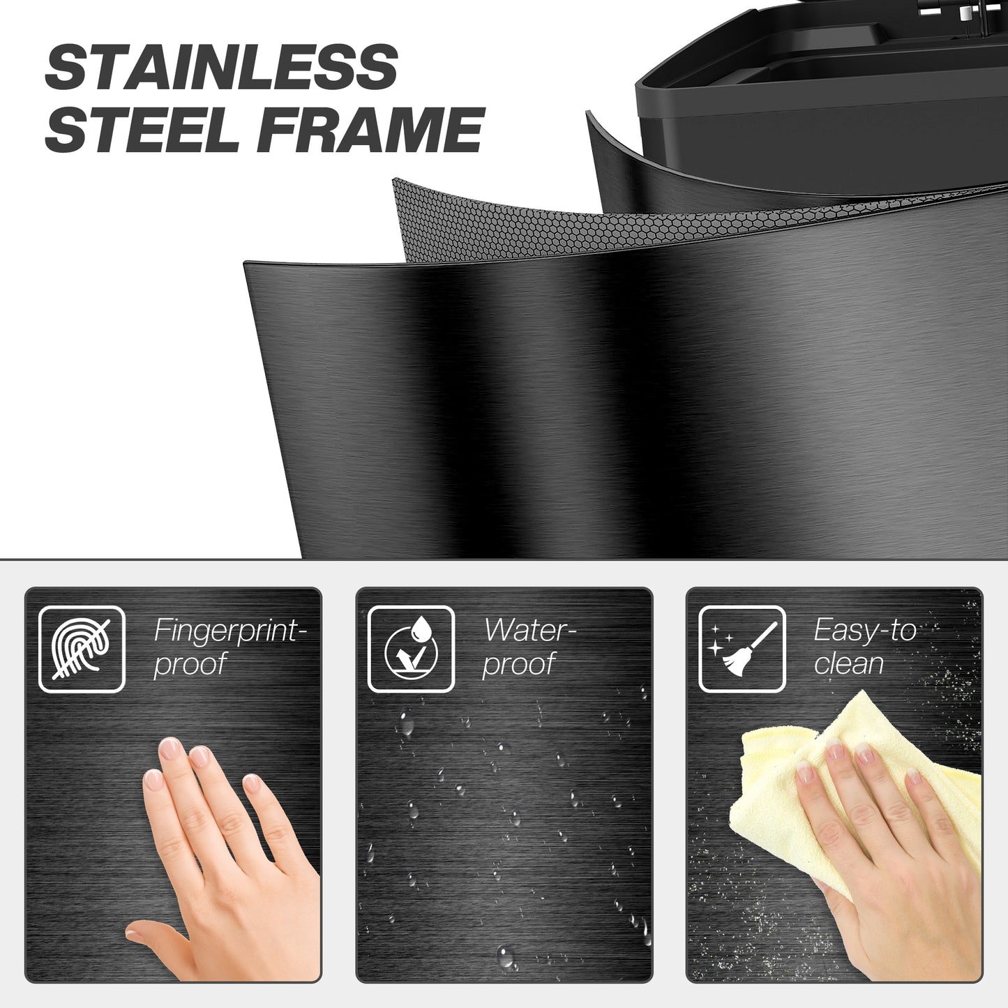 HOMCOM 40L Dual Compartment Stainless Steel Bin With Deodoriser Holders Glossy Black