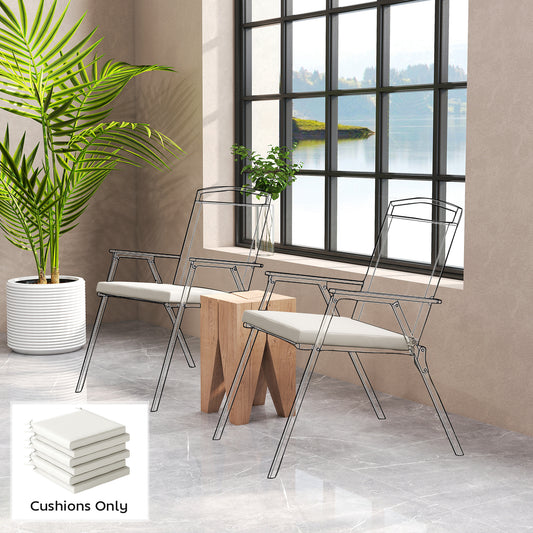 Outsunny Set Of 6 Outdoor Seat Cushions With Machine Washable Cover Water Repellent Cream White