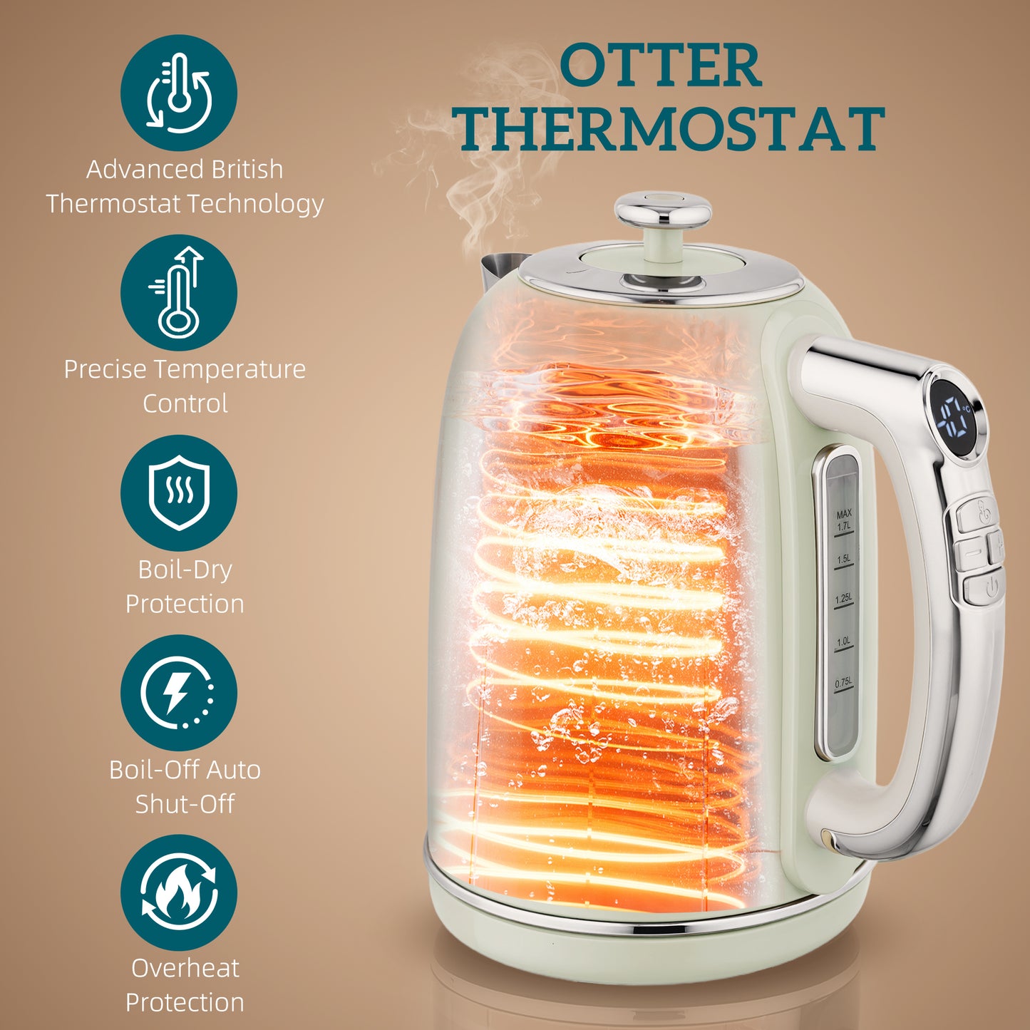 HOMCOM Polished Retro 40-100 C Kettle And Toaster Set Grey With Temperature Control And Memory Function
