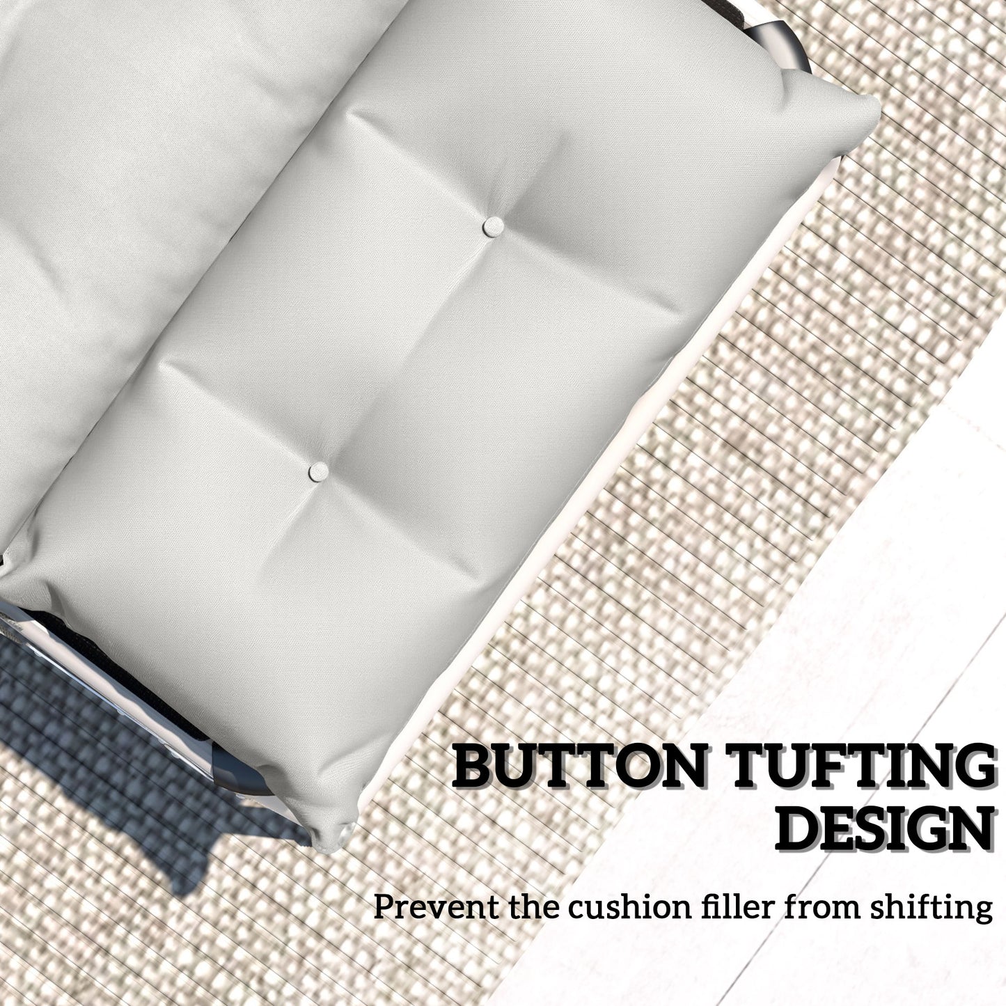 Outsunny Set Of Two 190 X 56 Cm Sun Lounger Cushions Light Grey With PP Foam Fill And Tie Fasteners