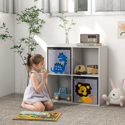 ZONEKIZ Kids Toy Box with Two Non-Woven Fabric Drawers, 61.8 x 29.9 x 61.8 cm, White - ALL4U RETAILER LTD