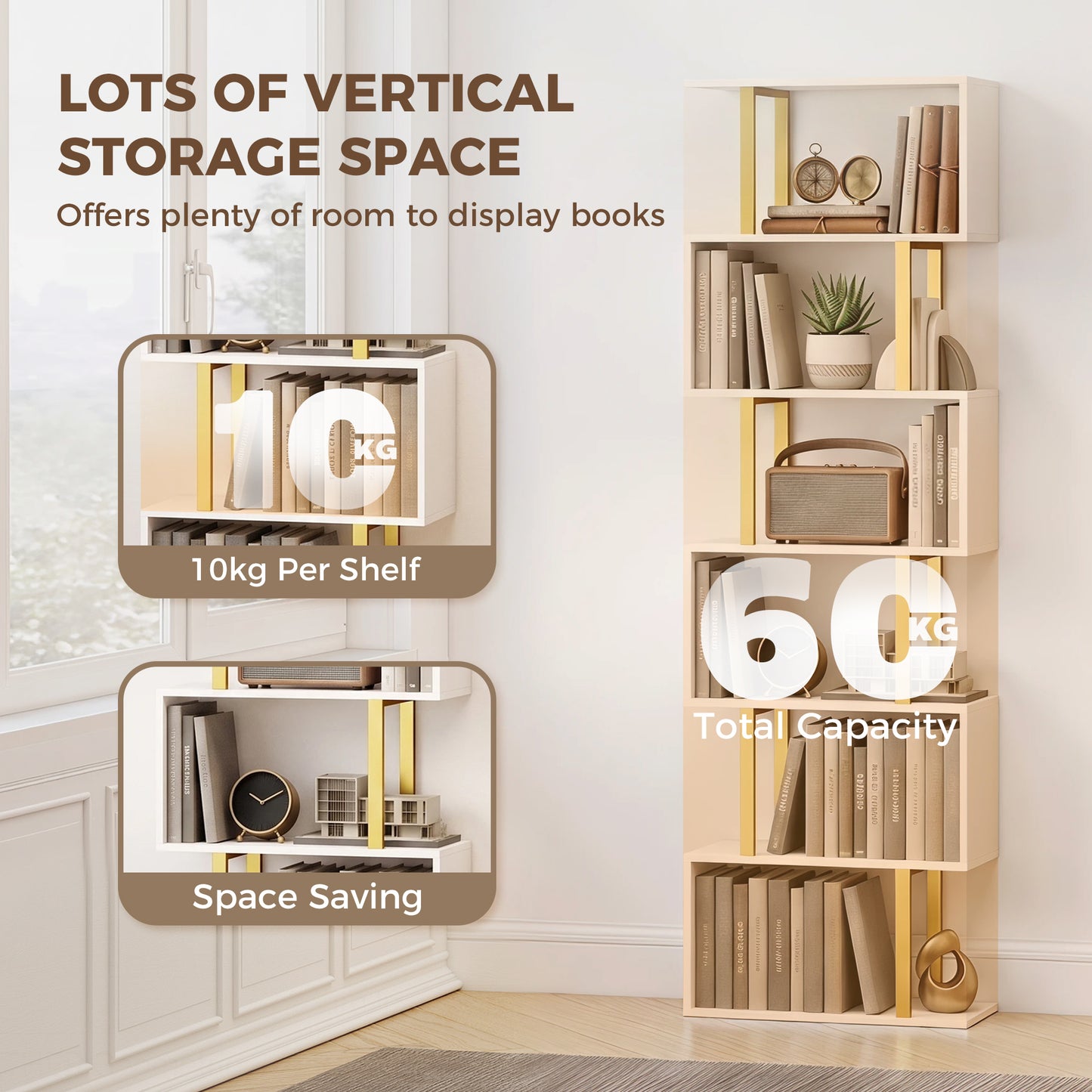 HOMCOM Industrial Standing Bookshelf Free Shelves Bedroom Unit