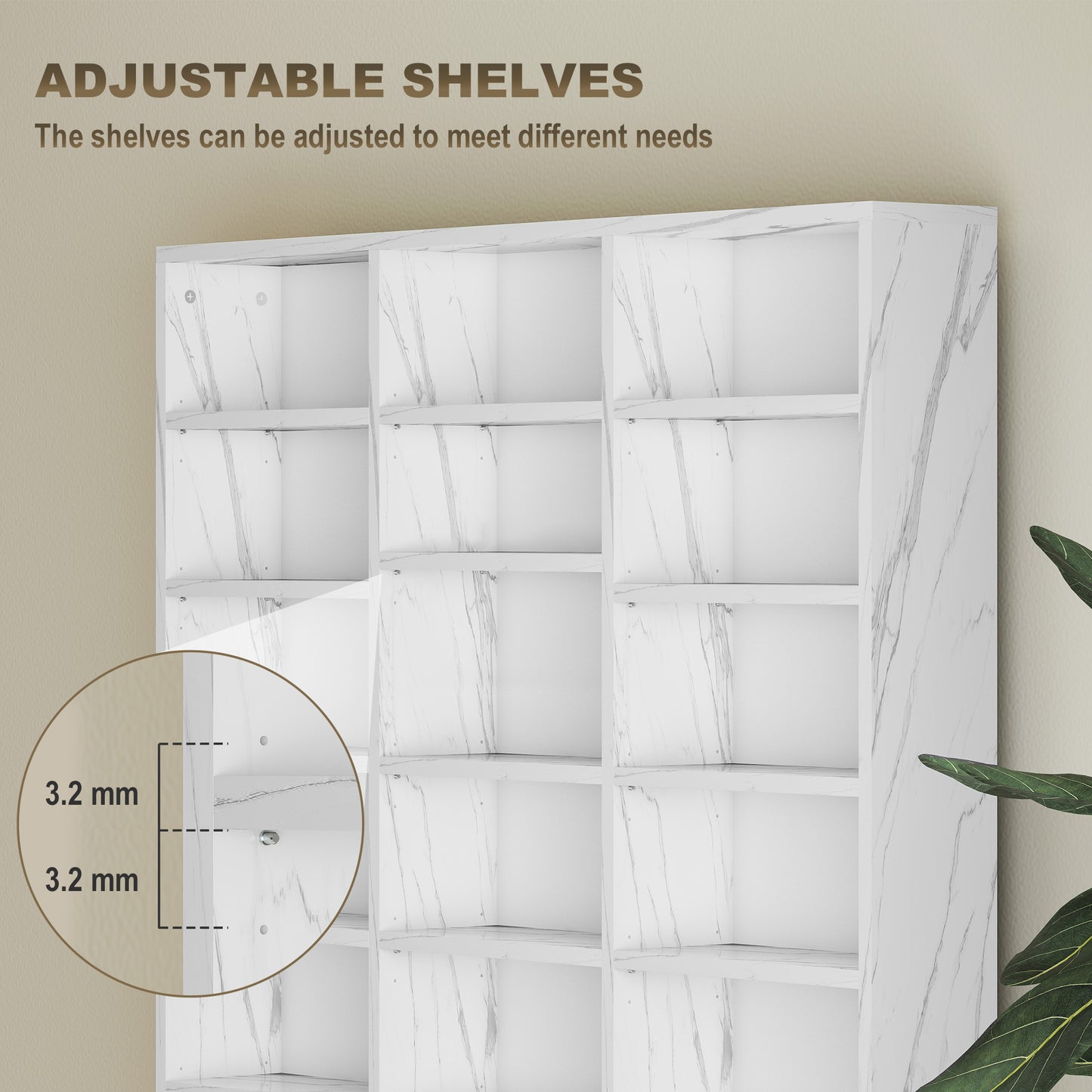HOMCOM CD And DVD Storage Unit With Adjustable Shelves Marble Effect 102 X 195 cm