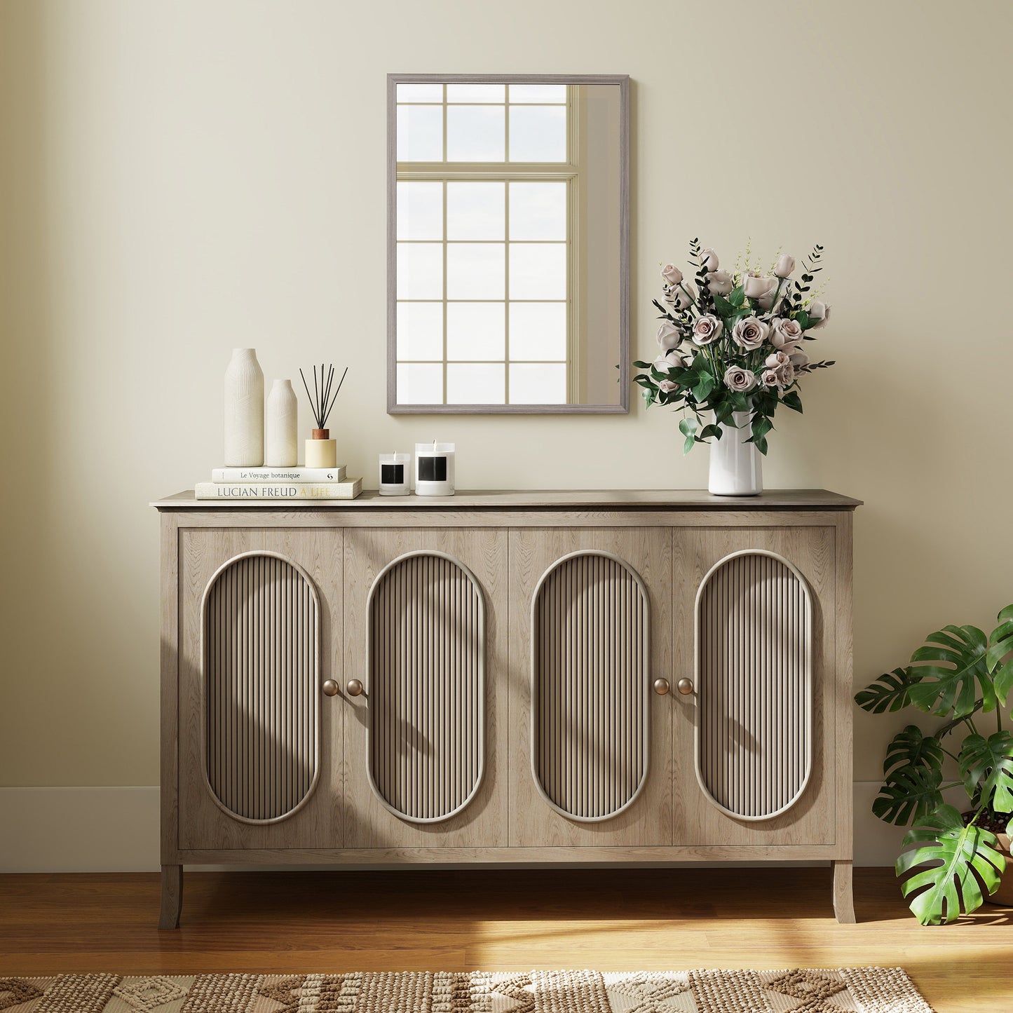 HOMCOM Wall Mounted Mirror 50 x 70 cm Grey Shatter Proof For Bathroom Living Room Bedroom Hallway