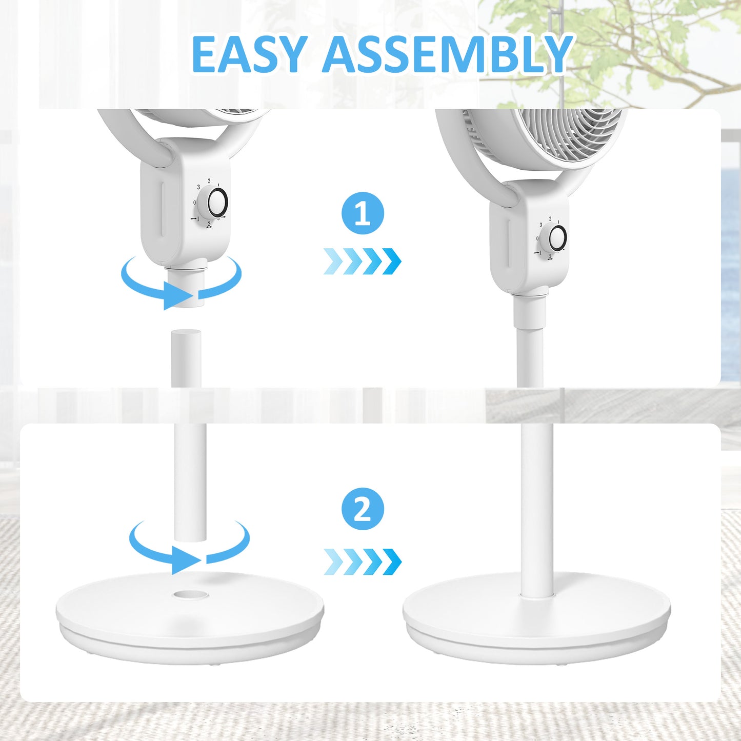 HOMCOM Pedestal Air Circulation Fan With 70 Degree Oscillation And 90 Degree Tilt Energy Efficient White