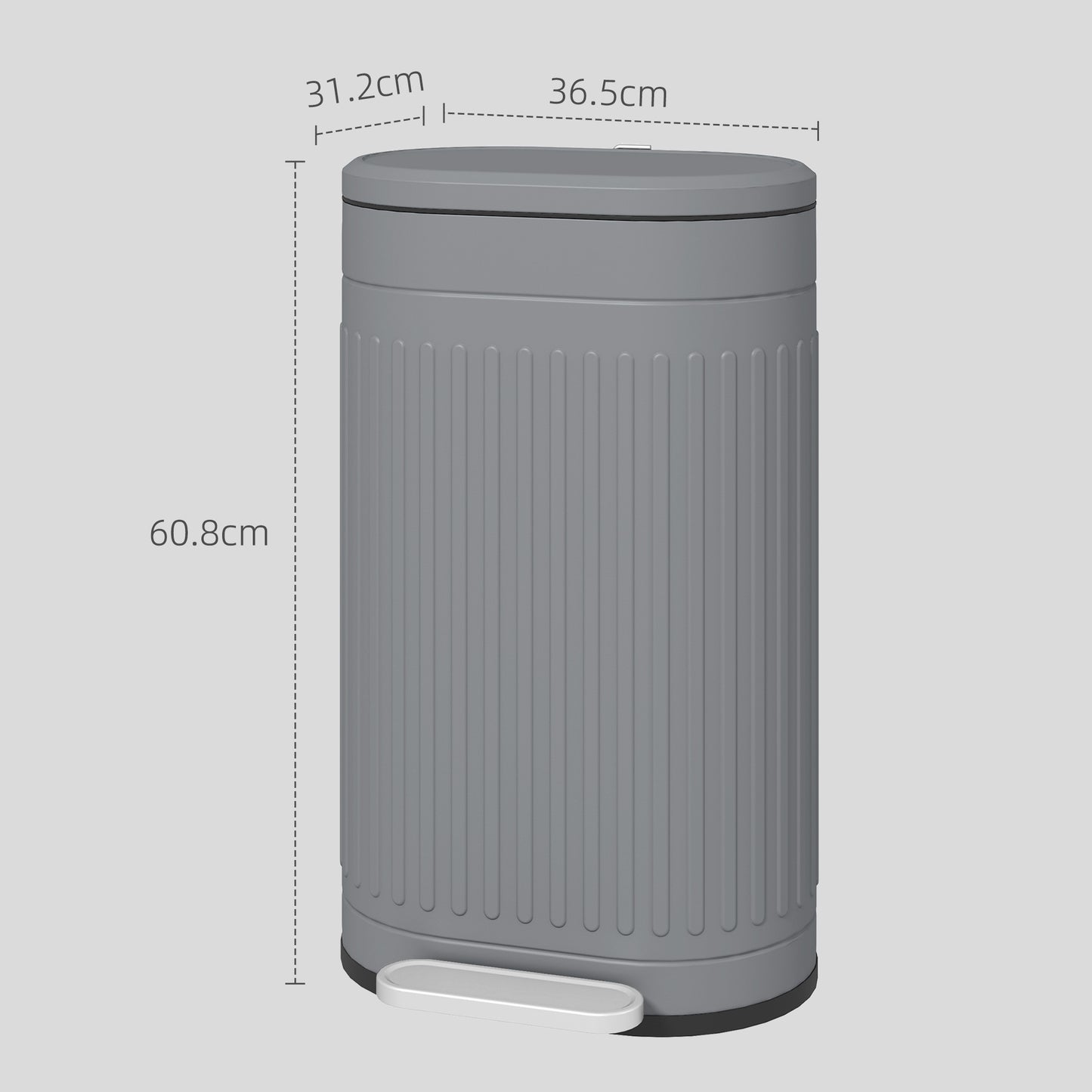 30L Grey Pedal Bin with Fingerprint-Proof Finish, Soft-Close Lid, and Removable Inner Bucket