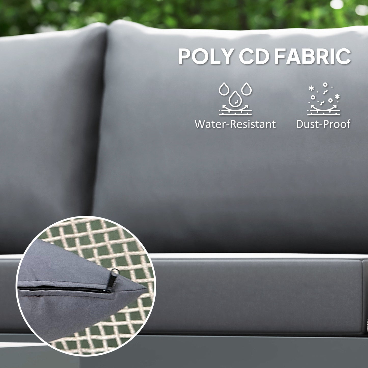 Outsunny Three Piece L Shaped Rattan Sofa Set Grey For Outdoor Patio With Two Loveseats And Long Coffee Table
