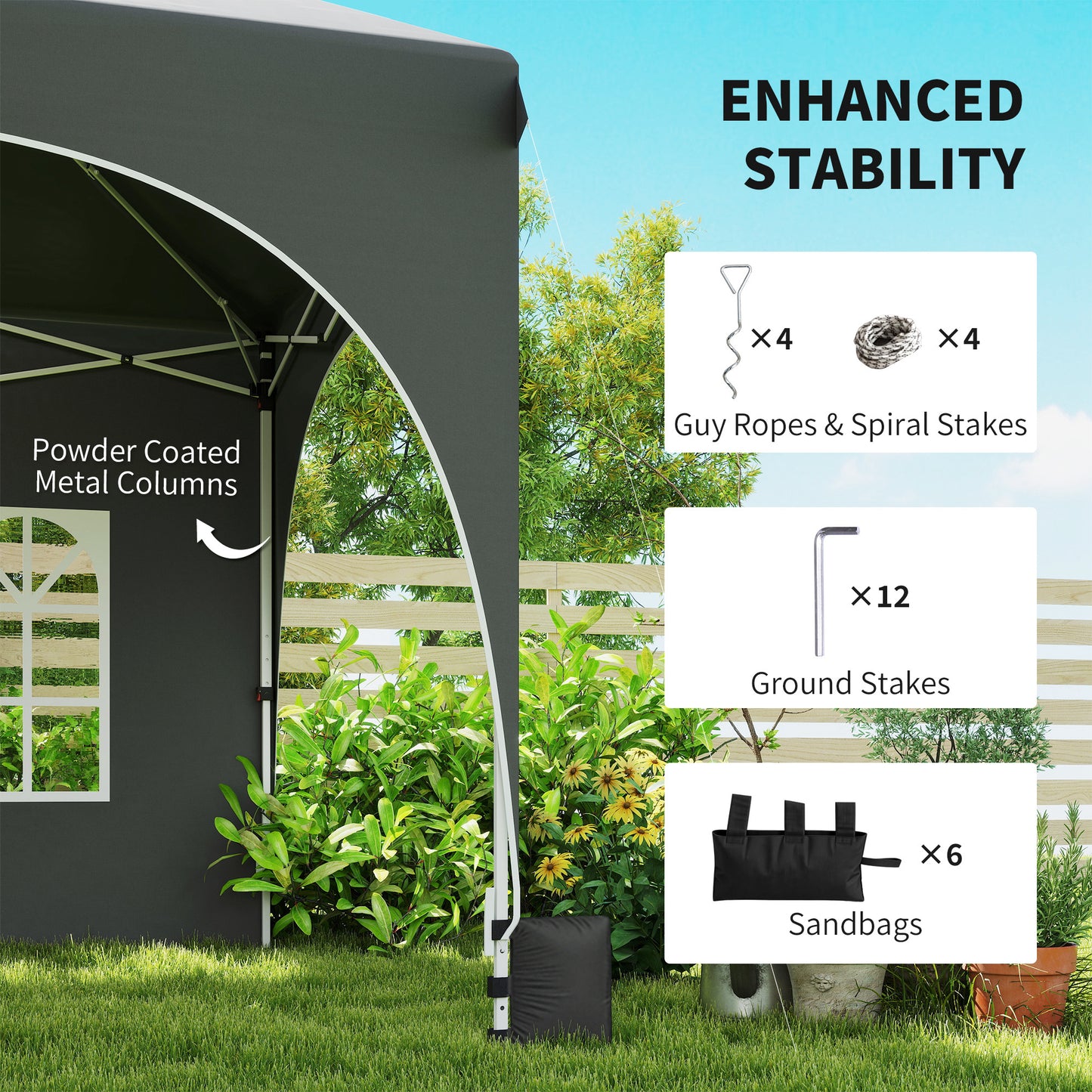 Outsunny 3x6m Pop Up Gazebo Shelter With Sides 6 Sandbags Peak Top Garden Party Tent Marquee Carry Bag Dark Grey
