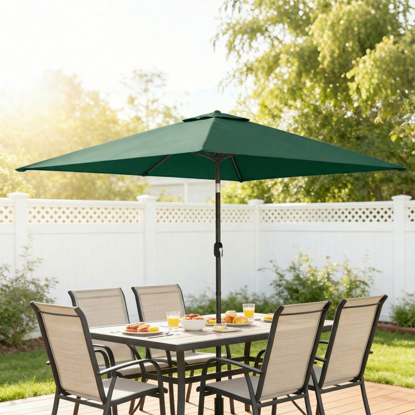 Outsunny Garden Parasol Umbrella With Crank Handle Tilt Function 180g Fade Resistant Polyester Canopy Green