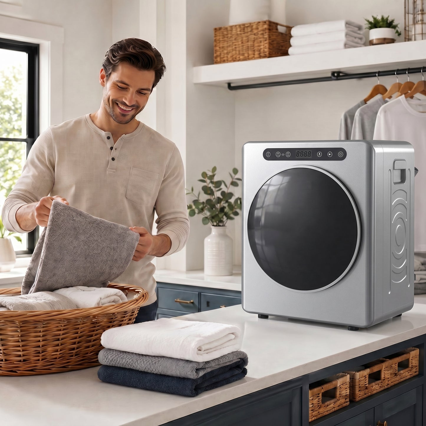 HOMCOM 5Kg Compact Tumble Dryer 40 To 60C 1000W Hygiene Care System Smart Anti Crease Reverse Tumbling