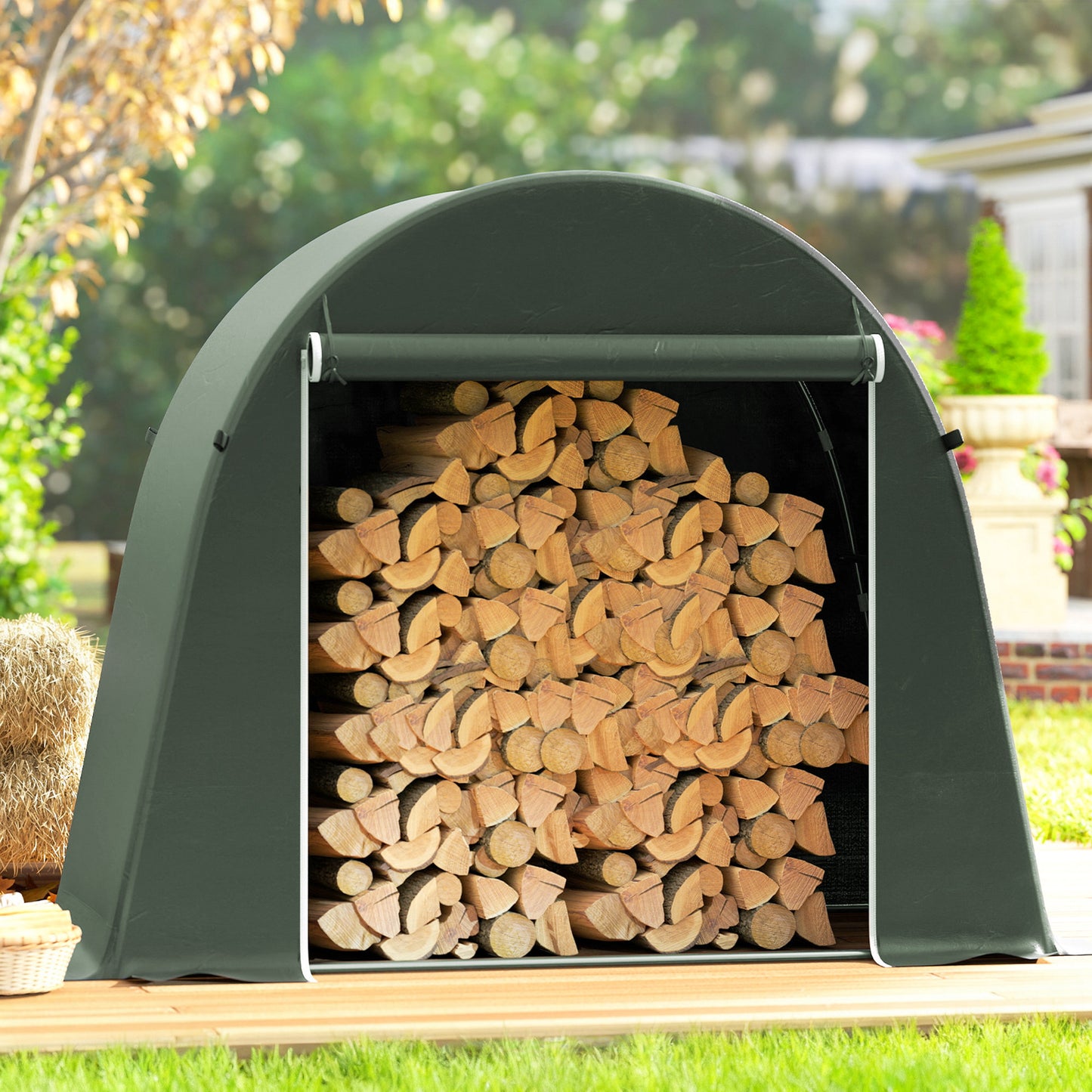 Outsunny 8x4 Ft Garden Storage Tent Waterproof With Roll Up Zipper Door And Galvanised Metal Frame Green