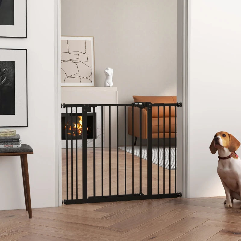 PawHut Black Metal Adjustable Dog Gate: Expandable Width 74-100cm for Secure Pet Containment - ALL4U RETAILER LTD