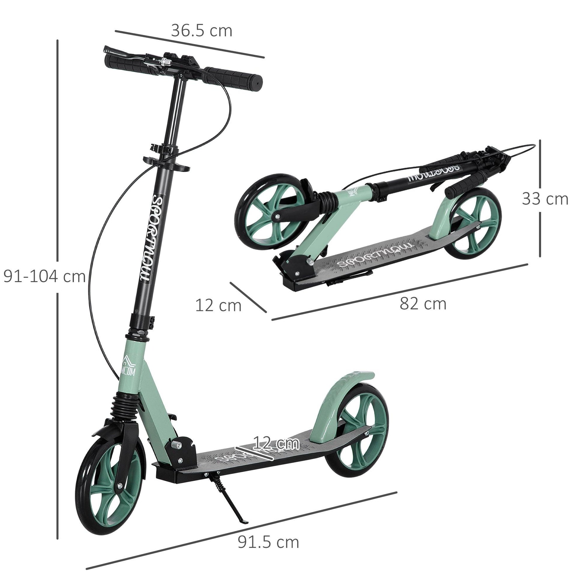 HOMCOM Folding Kick Scooter for 14+ w/ Adjustable Height, Dual Brake System - ALL4U RETAILER LTD