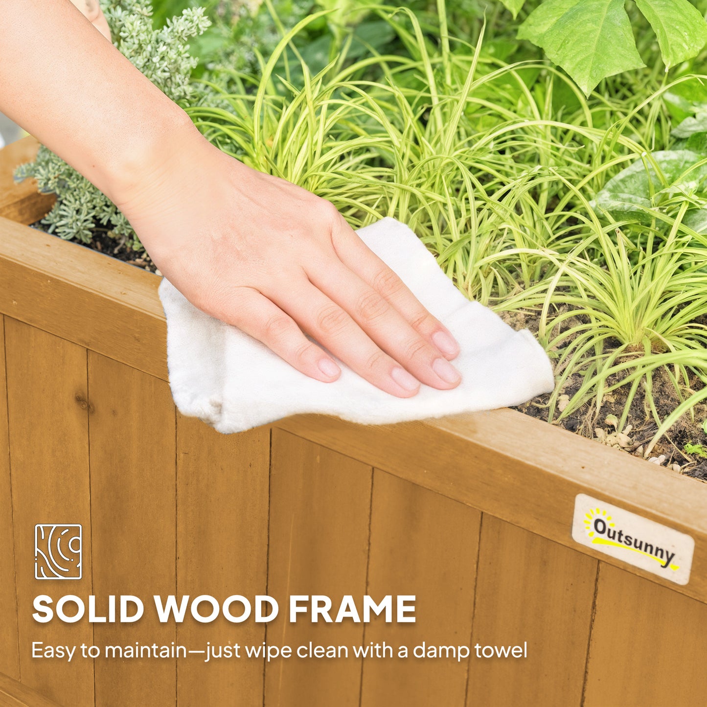Outsunny Raised Bed Wood Planter With Trellis Drainage Holes For Climbing Plants Grow Vegetables And Flowers Yellow