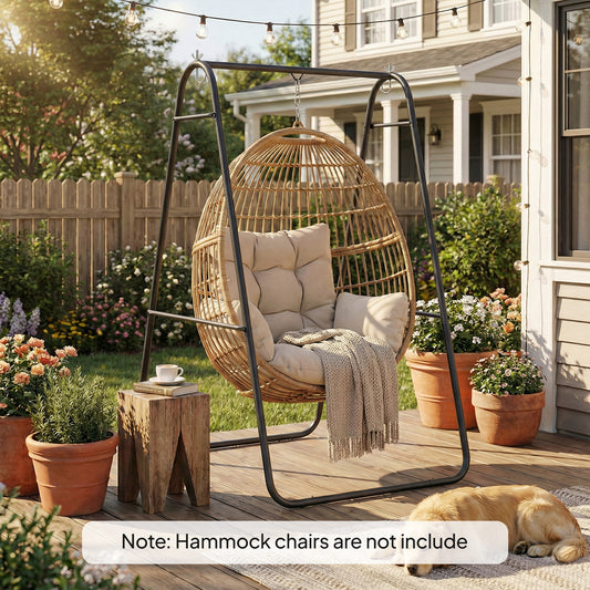 Outsunny Hammock Chair Stand 150Kg Load Capacity For Indoor And Outdoor Use Black All Weather Powder Coated Frame