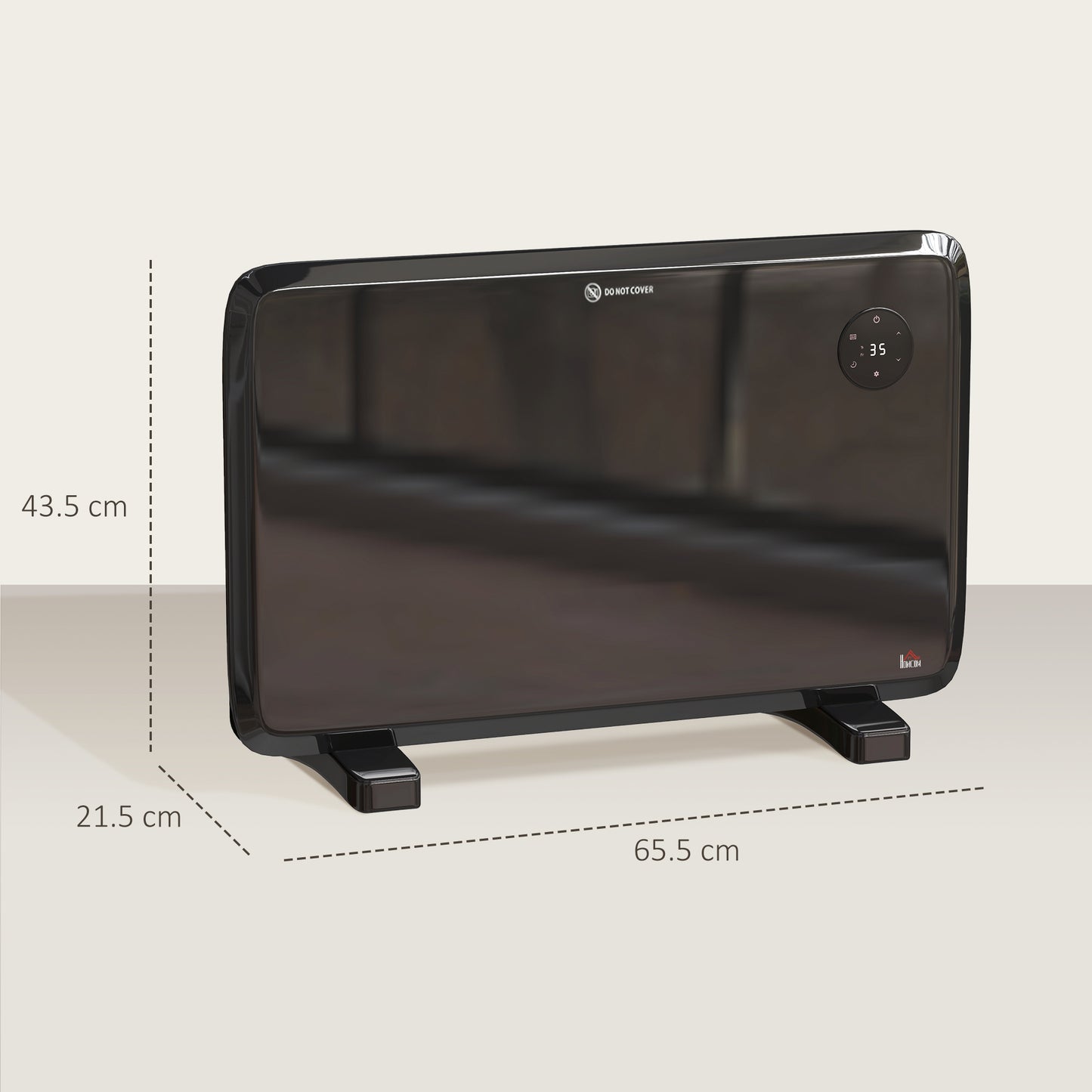 HOMCOM 1200 Watt Freestanding Or Wall Mounted Electric Convector Heater With Adjustable Thermostat Black