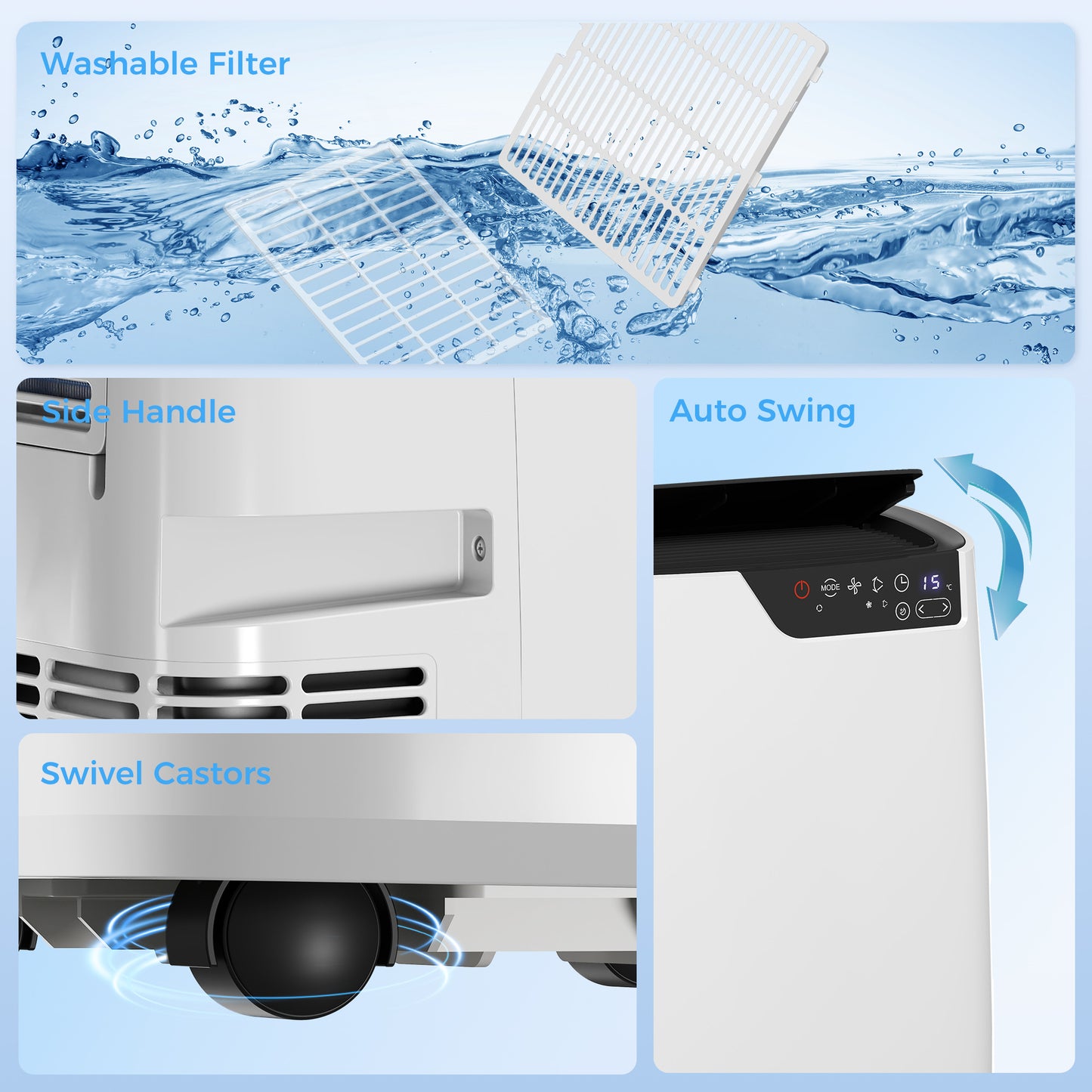 HOMCOM 14000 BTU Portable Air Conditioner 4 In 1 Unit With Cooling Dehumidifier Fan Sleep Mode And WiFi Voice Remote