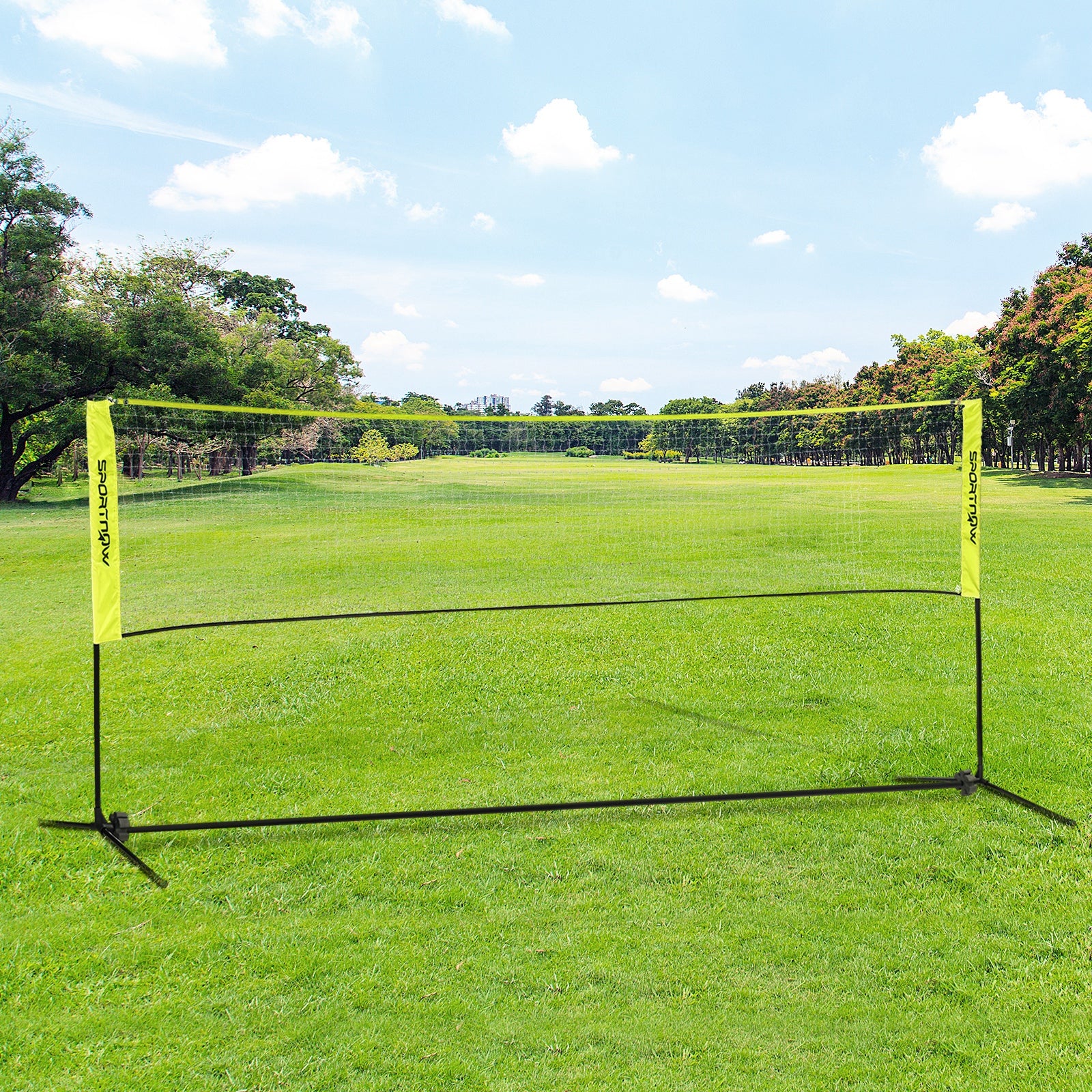 Outsunny Portable 4m Height Adjustable Sports Net for Badminton, Tennis, Pickleball, and Volleyball - Cobalt Blue with Carry Bag - ALL4U RETAILER LTD