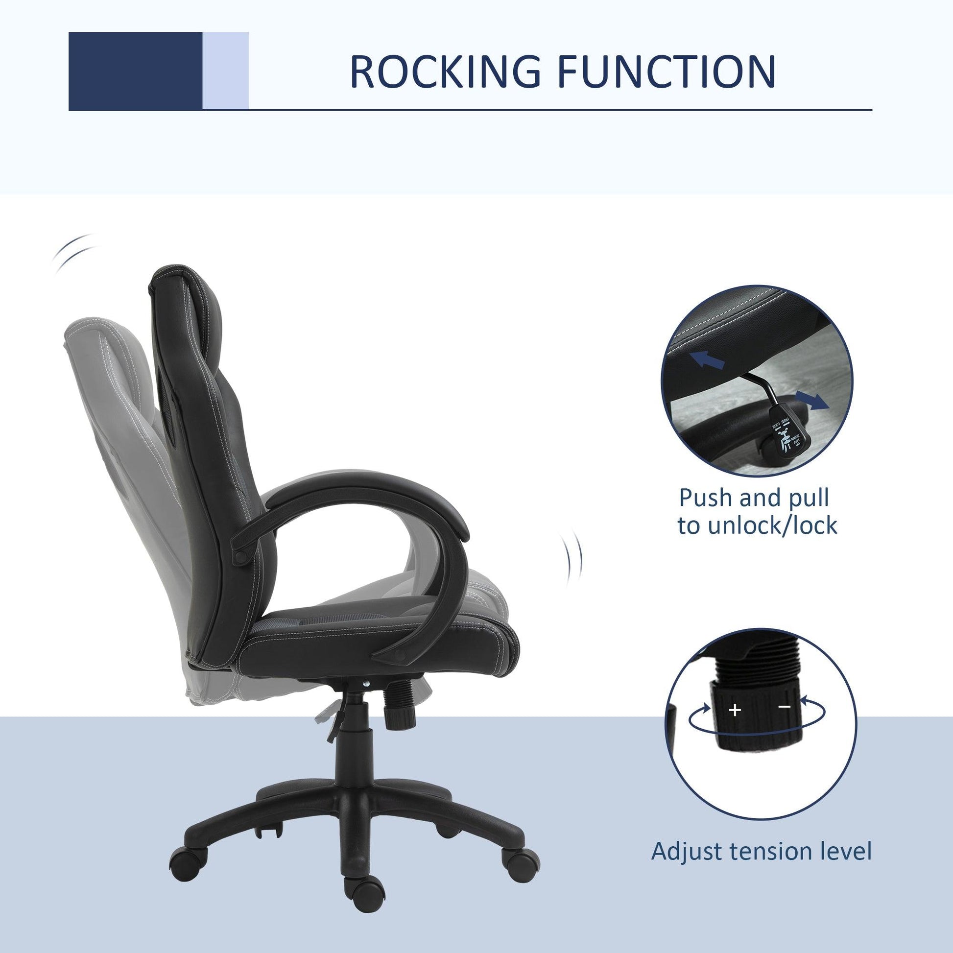 Vinsetto High-Back Faux Leather Swivel Office Chair, Black - ALL4U RETAILER LTD